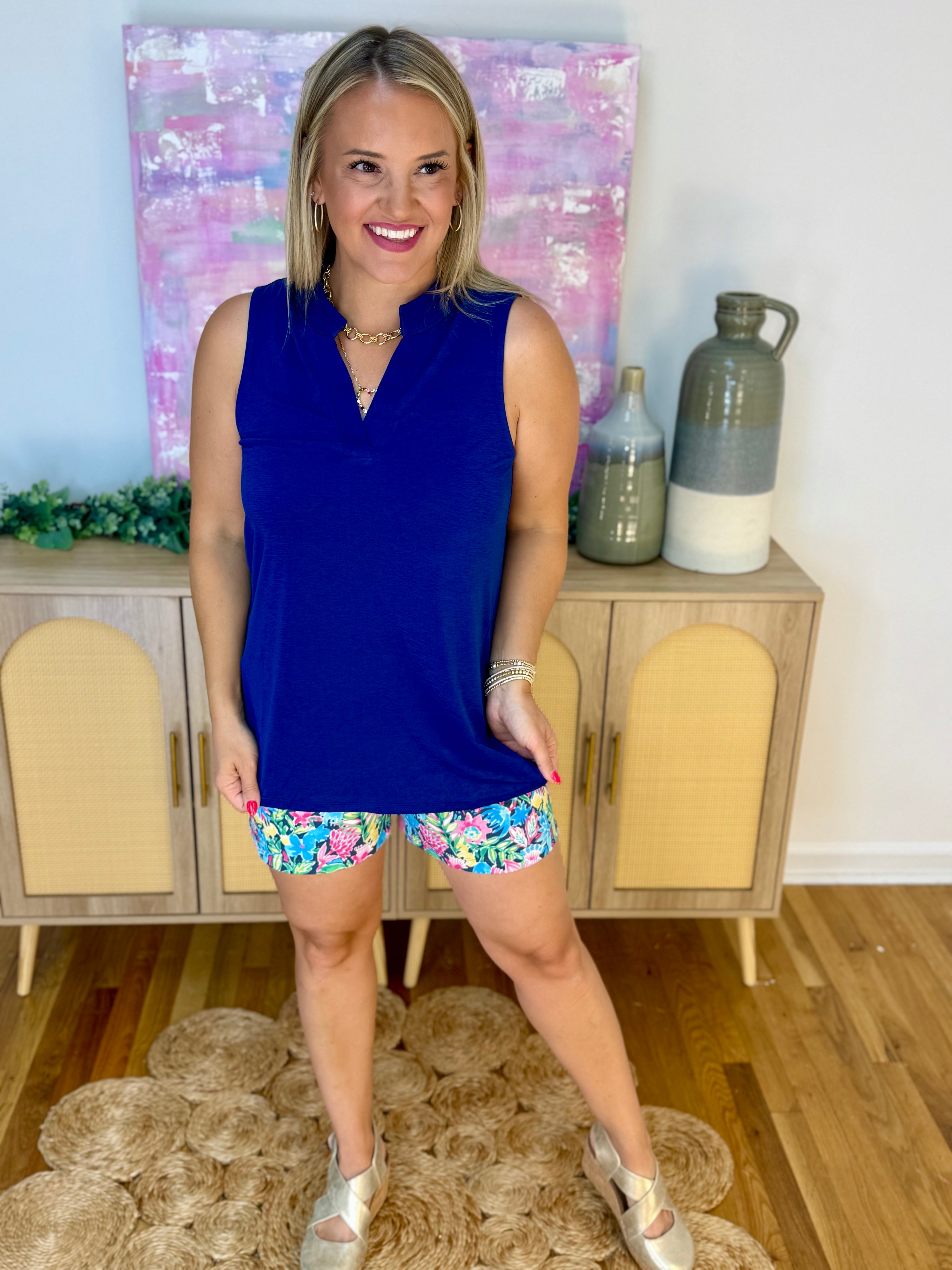 Lizzy Tank - Navy-120 Sleeveless Tops-Dear Scarlett-The Lovely Closet, Women's Fashion Boutique in Alexandria, KY