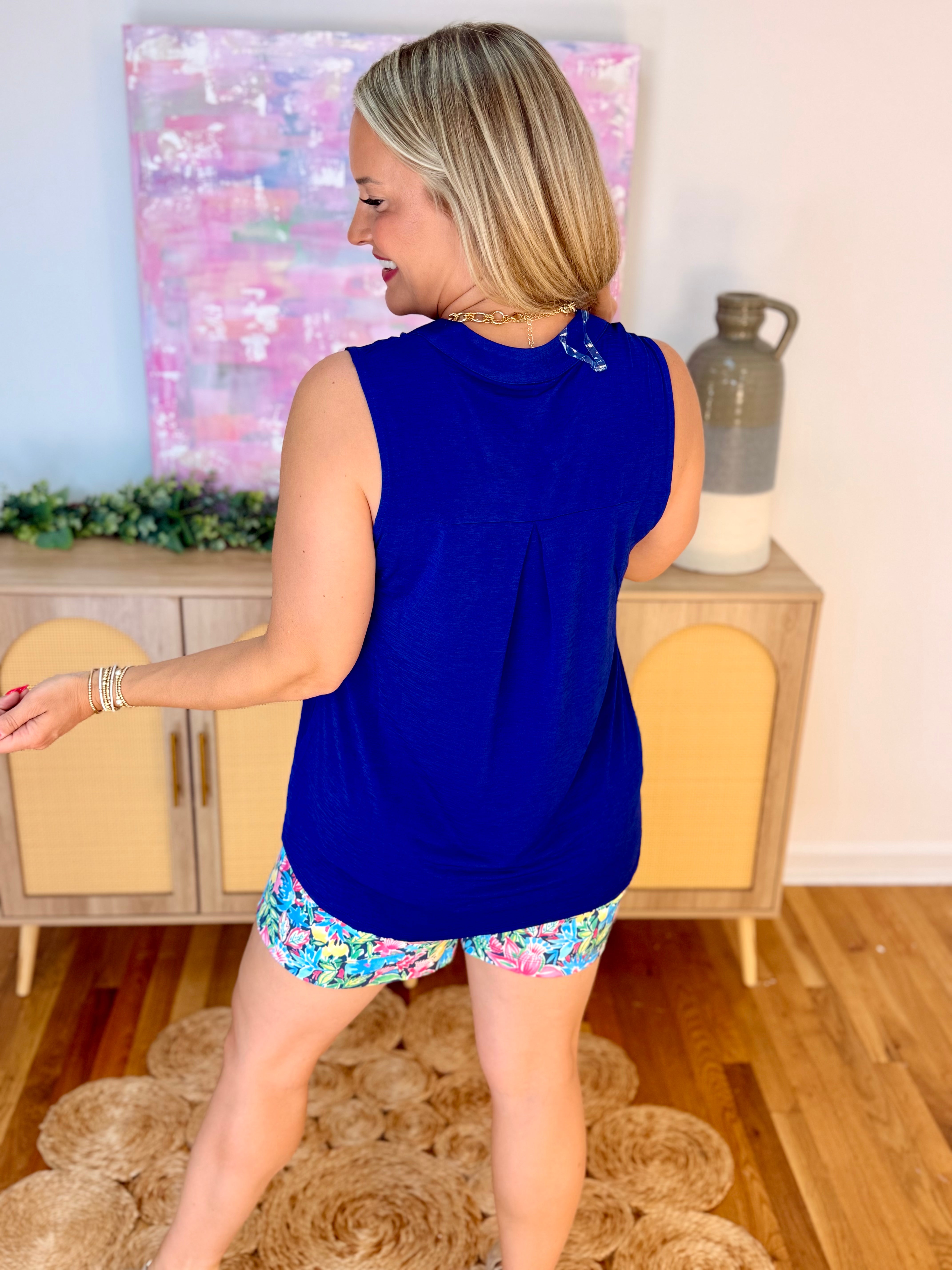 Lizzy Tank - Navy-120 Sleeveless Tops-Dear Scarlett-The Lovely Closet, Women's Fashion Boutique in Alexandria, KY