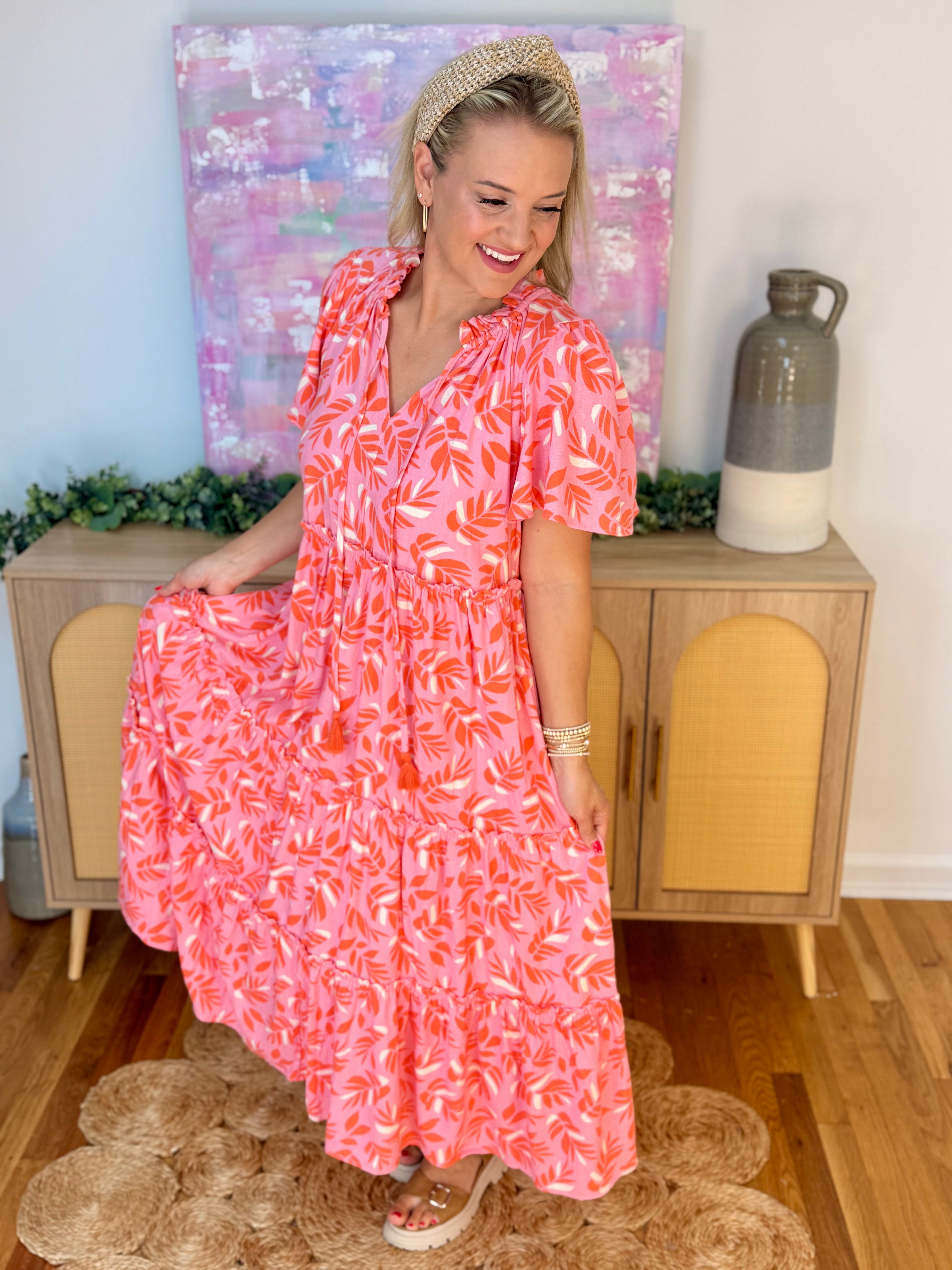 Pink Tropic Maxi Dress-180 Dresses-easel-The Lovely Closet, Women's Fashion Boutique in Alexandria, KY