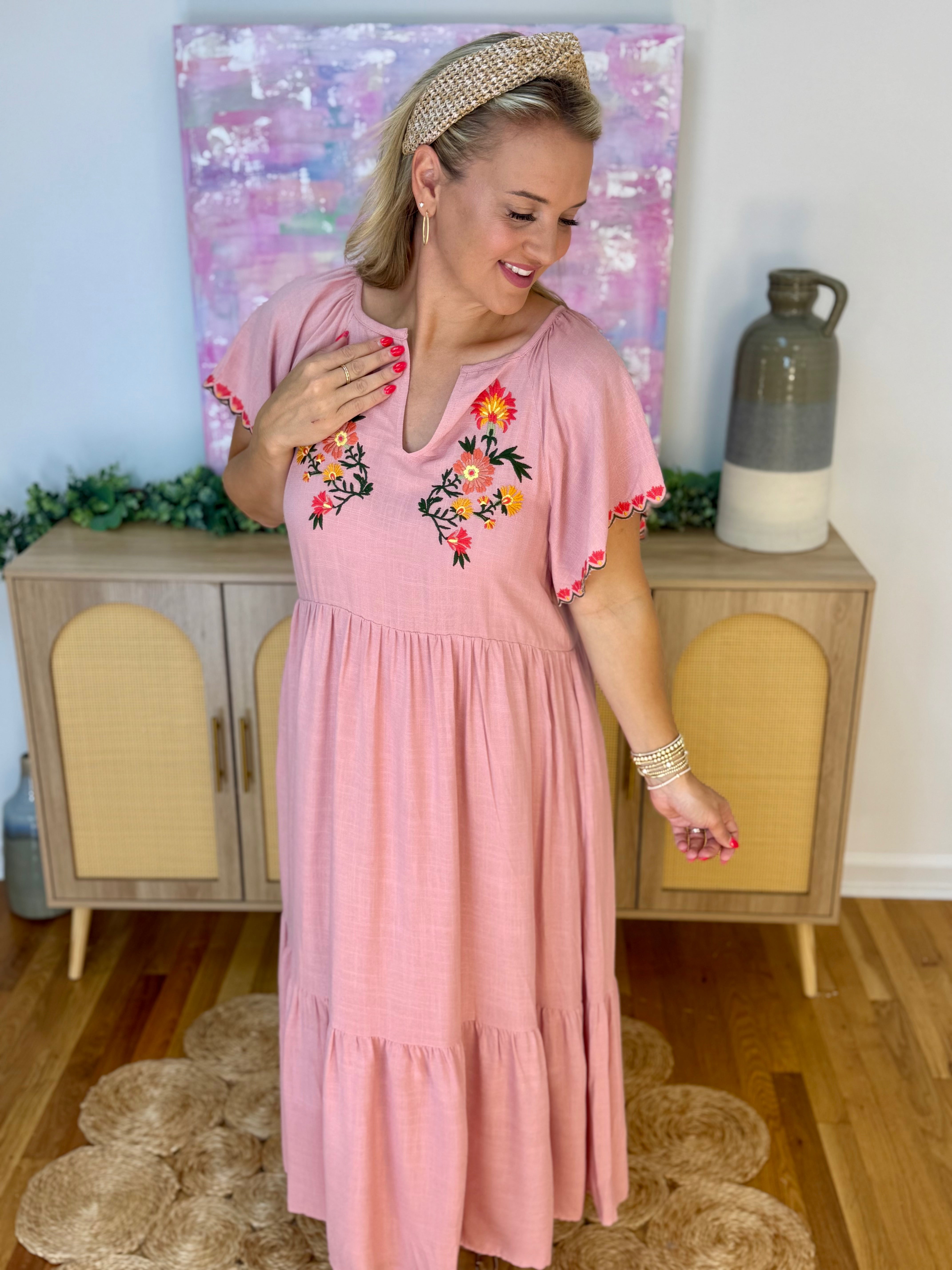 Petal Pop Embroidered Maxi Dress-180 Dresses-easel-The Lovely Closet, Women's Fashion Boutique in Alexandria, KY