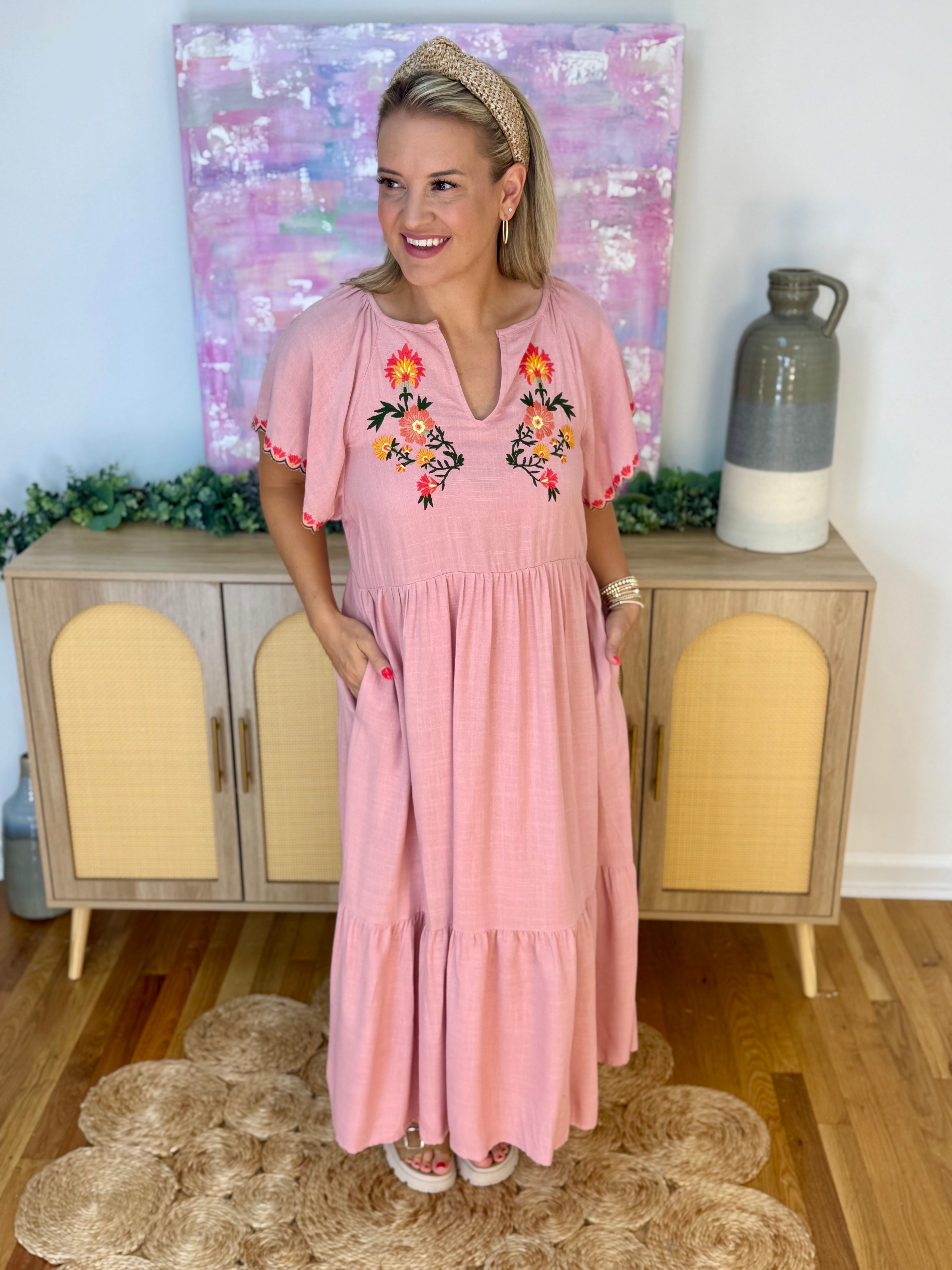 Petal Pop Embroidered Maxi Dress-180 Dresses-easel-The Lovely Closet, Women's Fashion Boutique in Alexandria, KY