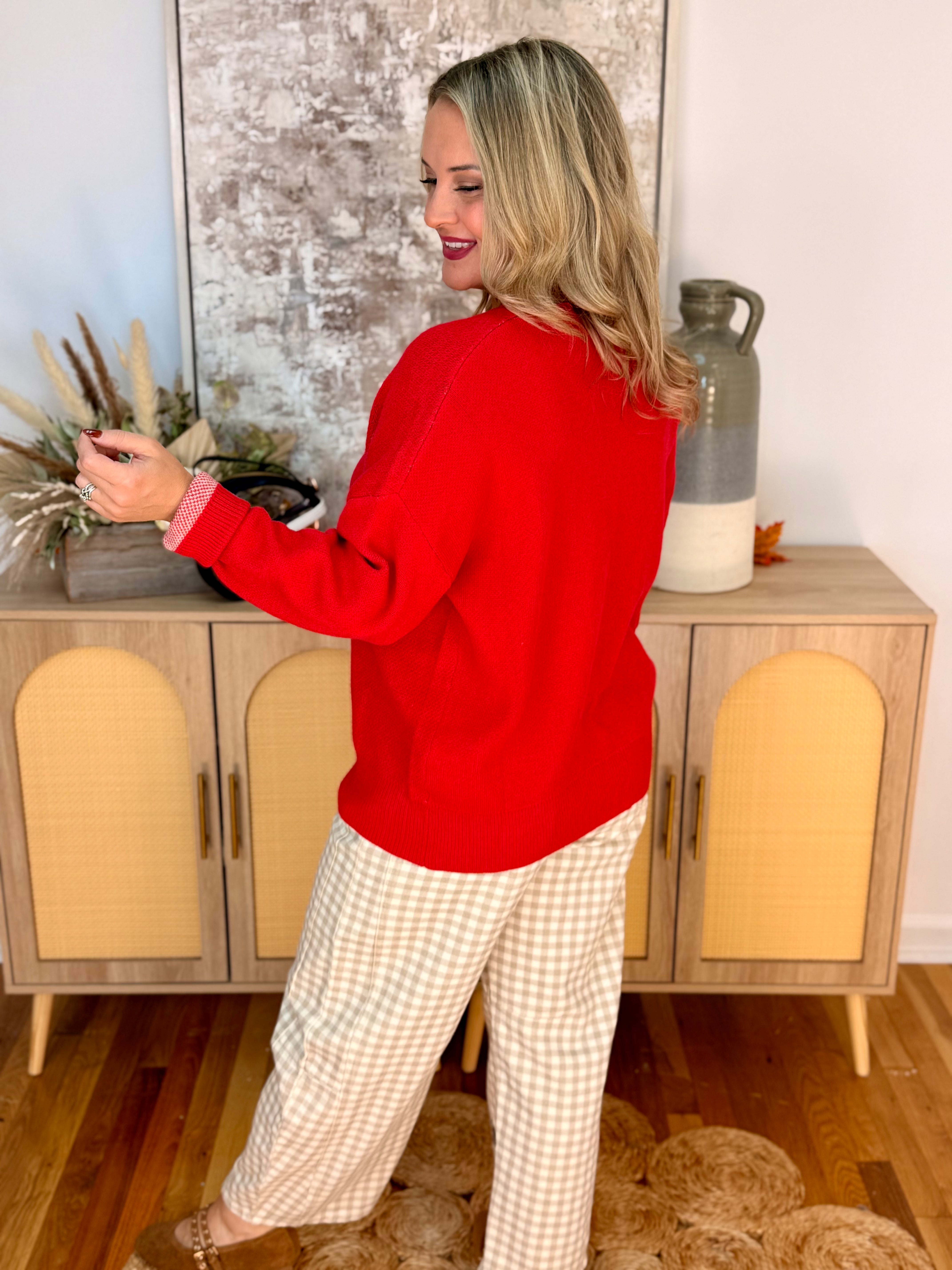 Football Pup Sweater - Red-140 Sweaters-Sewn and Seen-The Lovely Closet, Women's Fashion Boutique in Alexandria, KY
