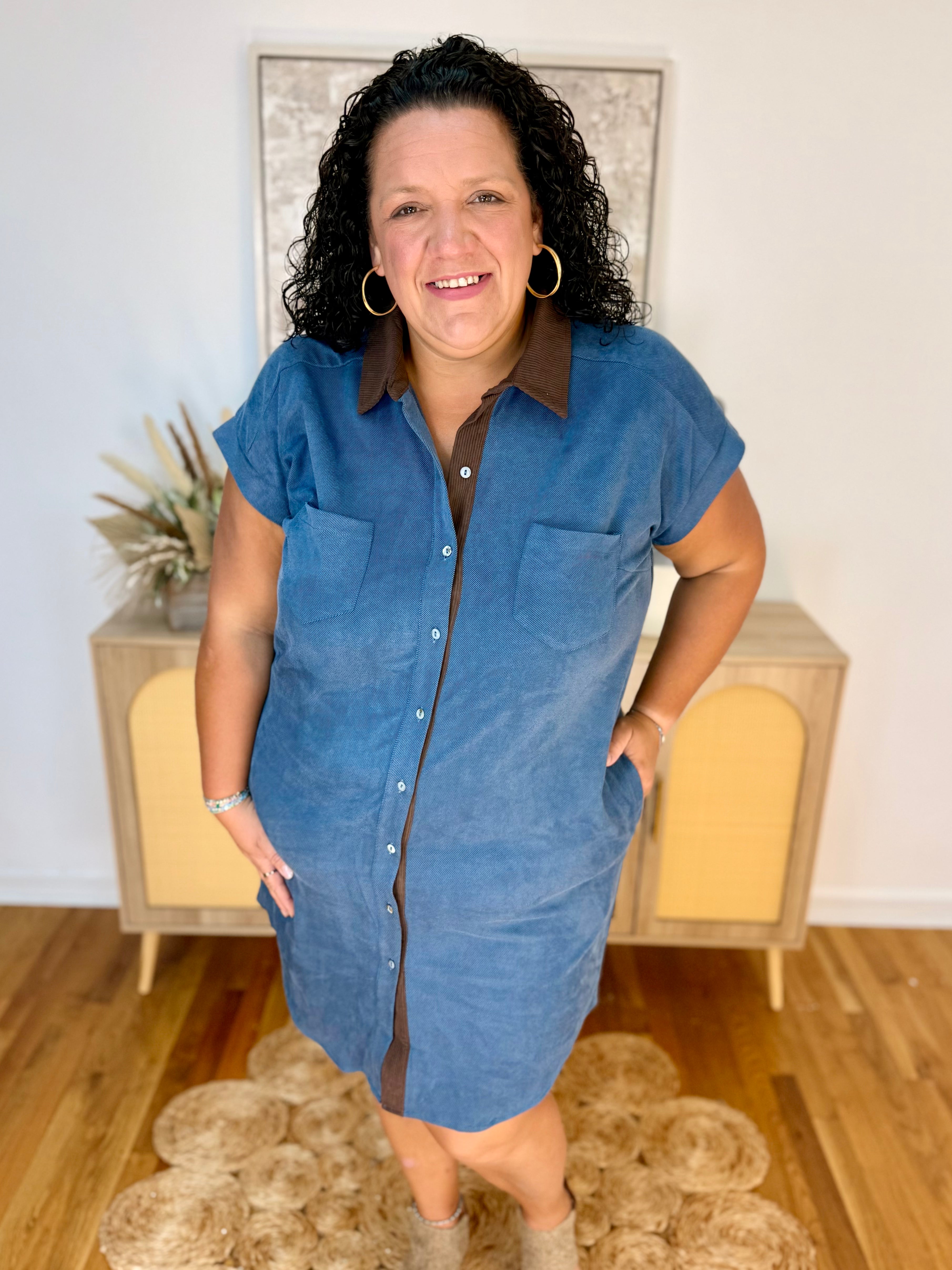 The Double Take Dress - Denim Suede-180 Dresses-She + Sky-The Lovely Closet, Women's Fashion Boutique in Alexandria, KY