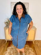 The Double Take Dress - Denim Suede-180 Dresses-She + Sky-The Lovely Closet, Women's Fashion Boutique in Alexandria, KY