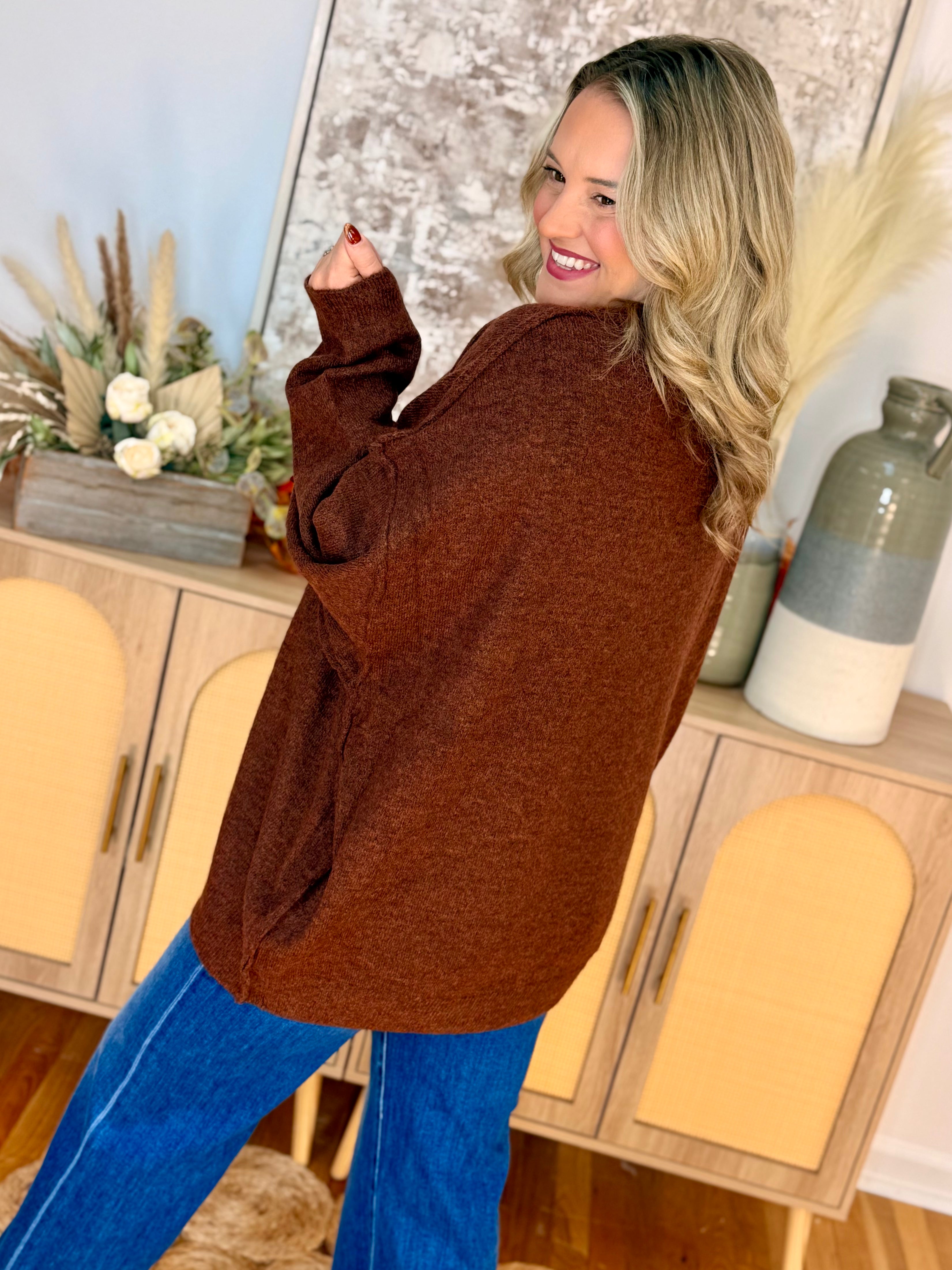 The Everyday Cozy Sweater - Cinnamon Brown-140 Sweaters-zenana-The Lovely Closet, Women's Fashion Boutique in Alexandria, KY