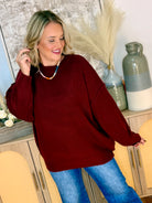 The Everyday Cozy Sweater - Cabernet-140 Sweaters-zenana-The Lovely Closet, Women's Fashion Boutique in Alexandria, KY