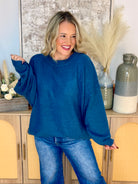 The Everyday Cozy Sweater - Denim Blue-140 Sweaters-zenana-The Lovely Closet, Women's Fashion Boutique in Alexandria, KY