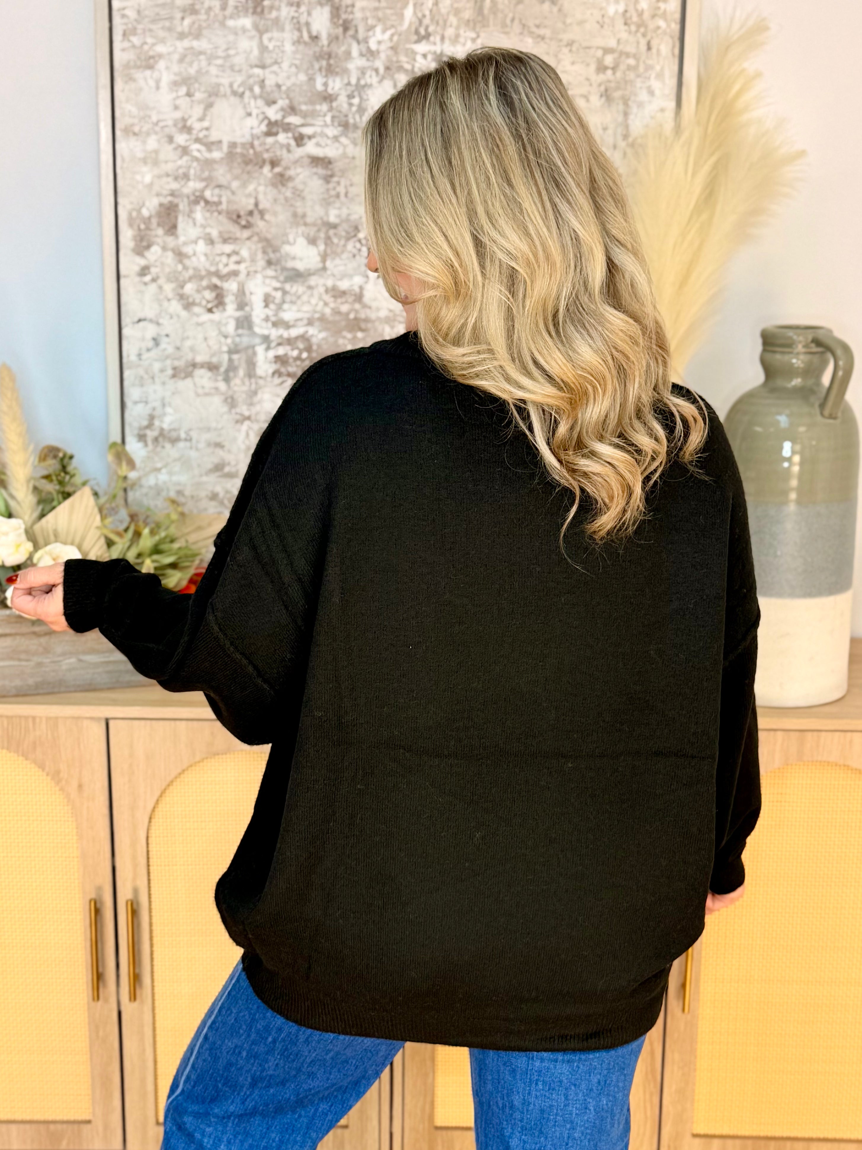 The Everyday Cozy Sweater - Black-140 Sweaters-zenana-The Lovely Closet, Women's Fashion Boutique in Alexandria, KY