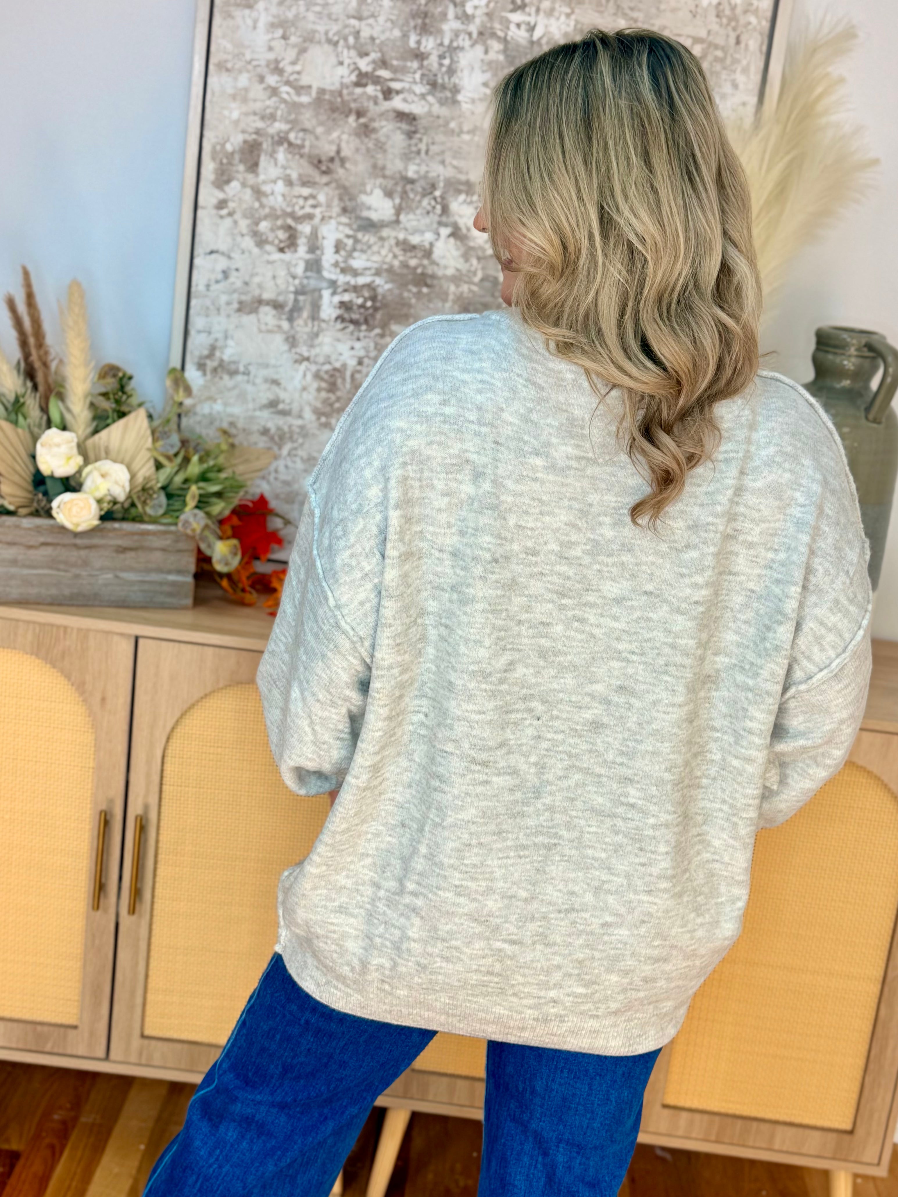 The Everyday Cozy Sweater - Lt. Heather Grey-140 Sweaters-zenana-The Lovely Closet, Women's Fashion Boutique in Alexandria, KY
