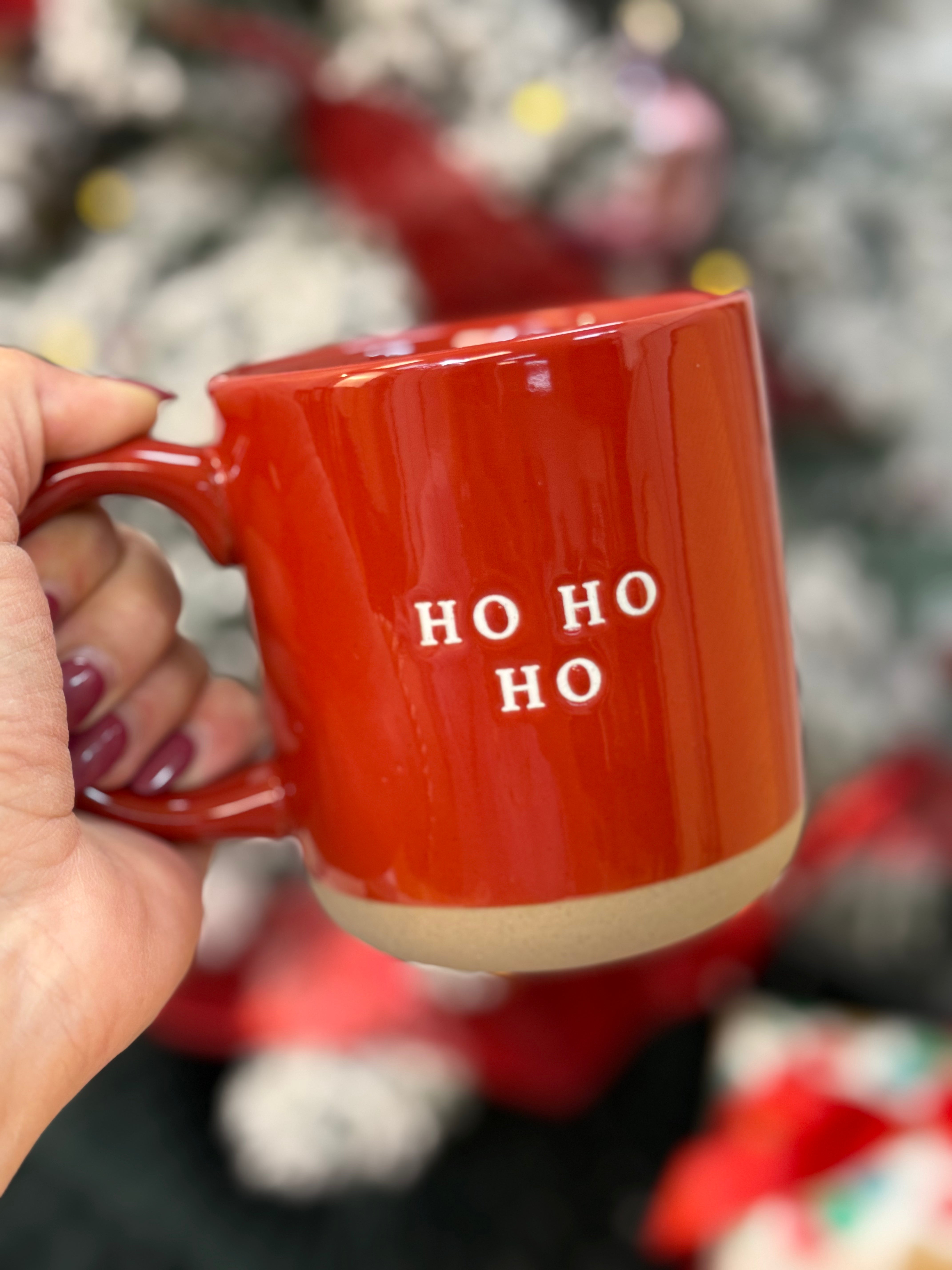 Ho Ho Ho Red Stoneware Coffee Mug-310 Gift-Sweet Water Decor-The Lovely Closet, Women's Fashion Boutique in Alexandria, KY