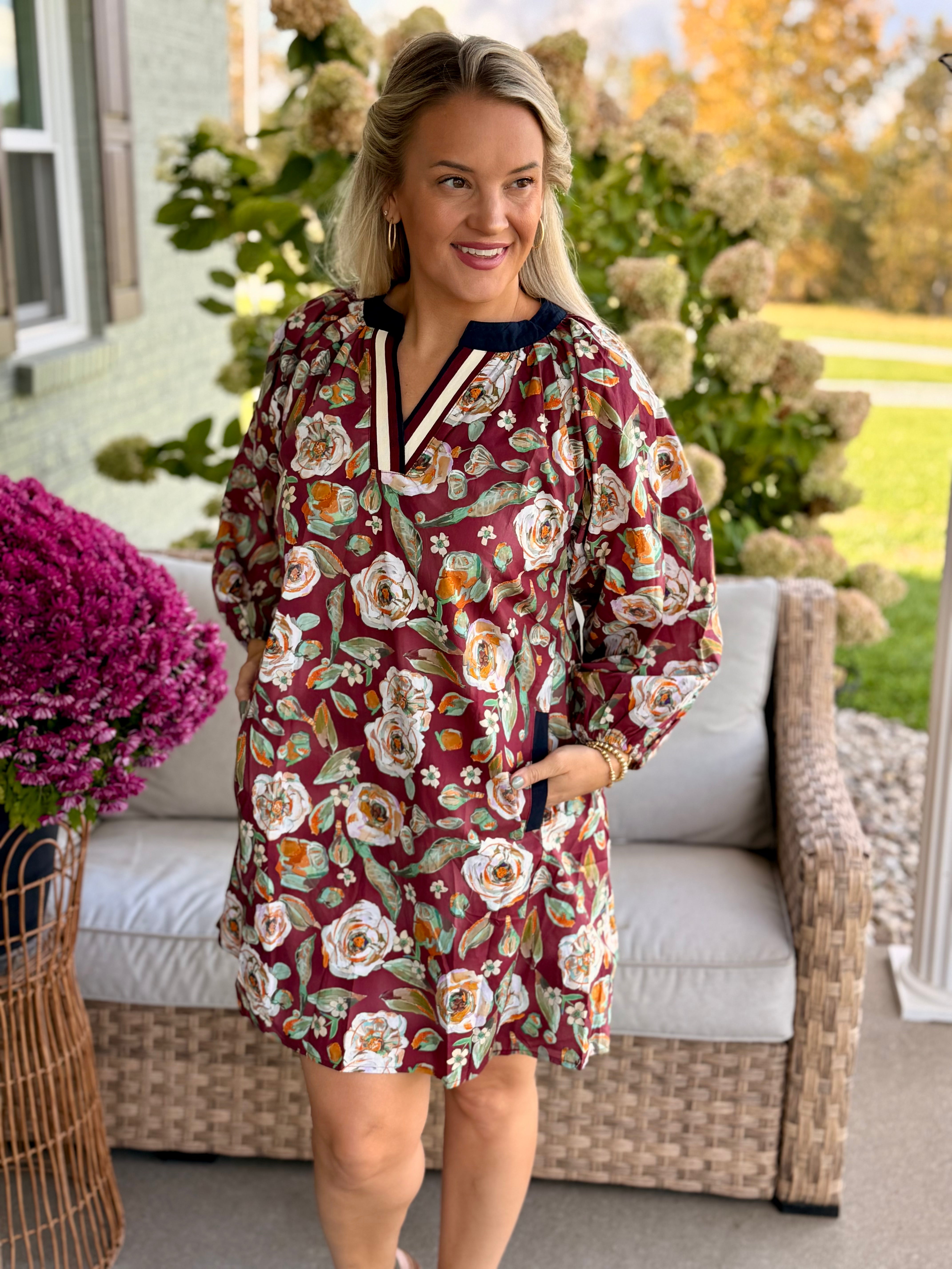 FINAL SALE - Harvest Happiness Dress-180 Dresses-Umgee-The Lovely Closet, Women's Fashion Boutique in Alexandria, KY