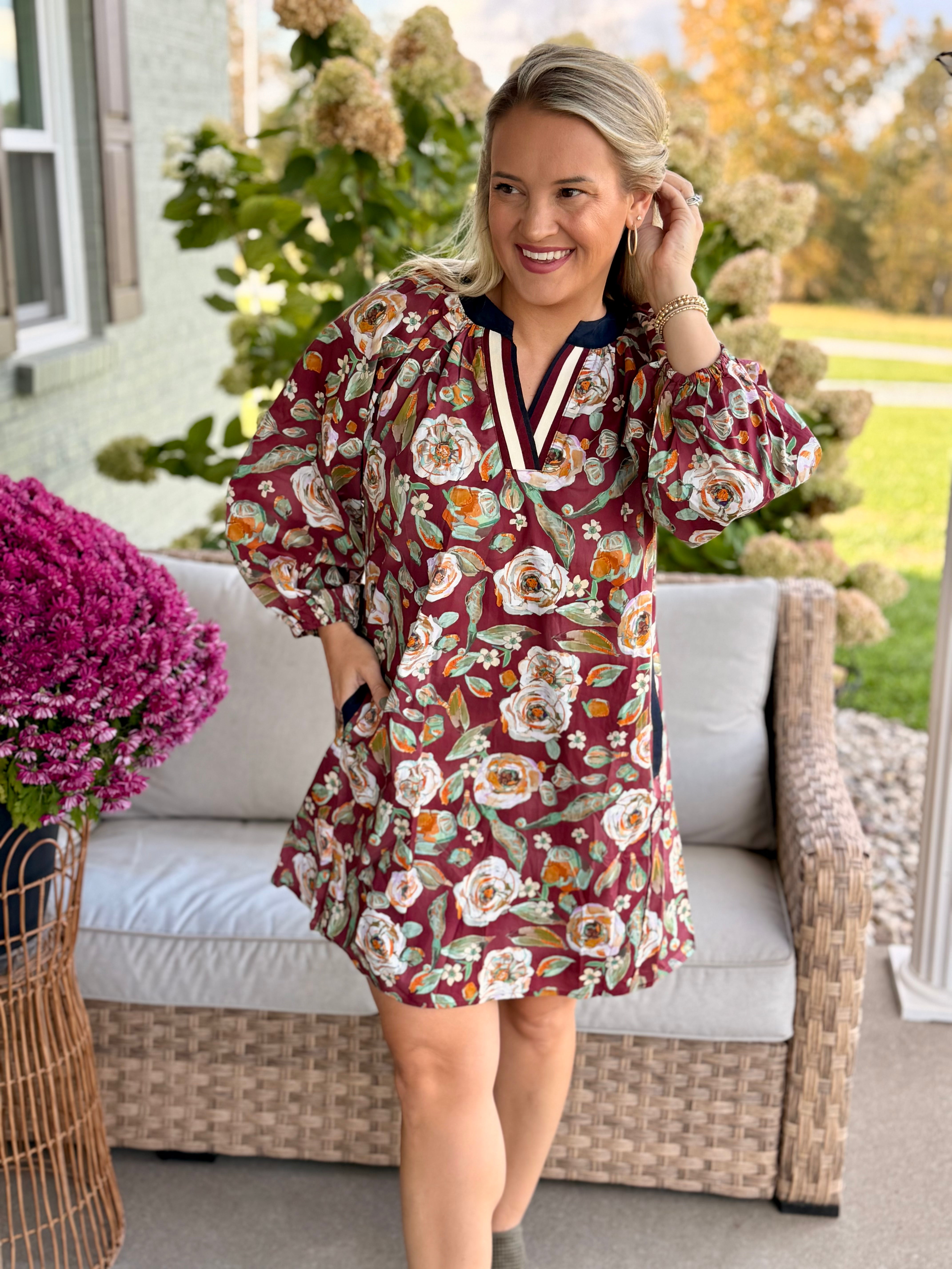 FINAL SALE - Harvest Happiness Dress-180 Dresses-Umgee-The Lovely Closet, Women's Fashion Boutique in Alexandria, KY