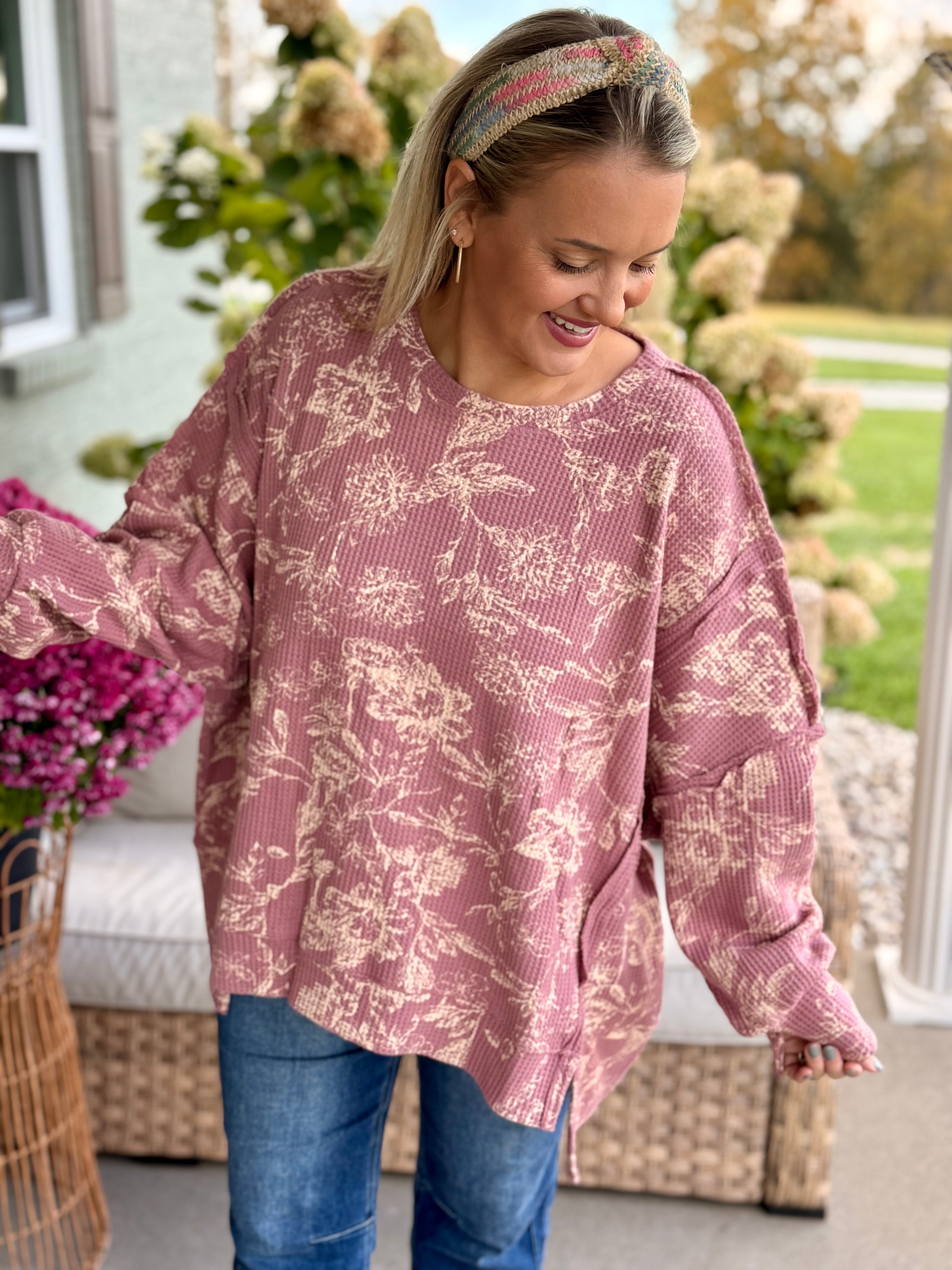 FINAL SALE- Berry Bliss Oversized Pullover-110 Long Sleeve Top-Bibi-The Lovely Closet, Women's Fashion Boutique in Alexandria, KY