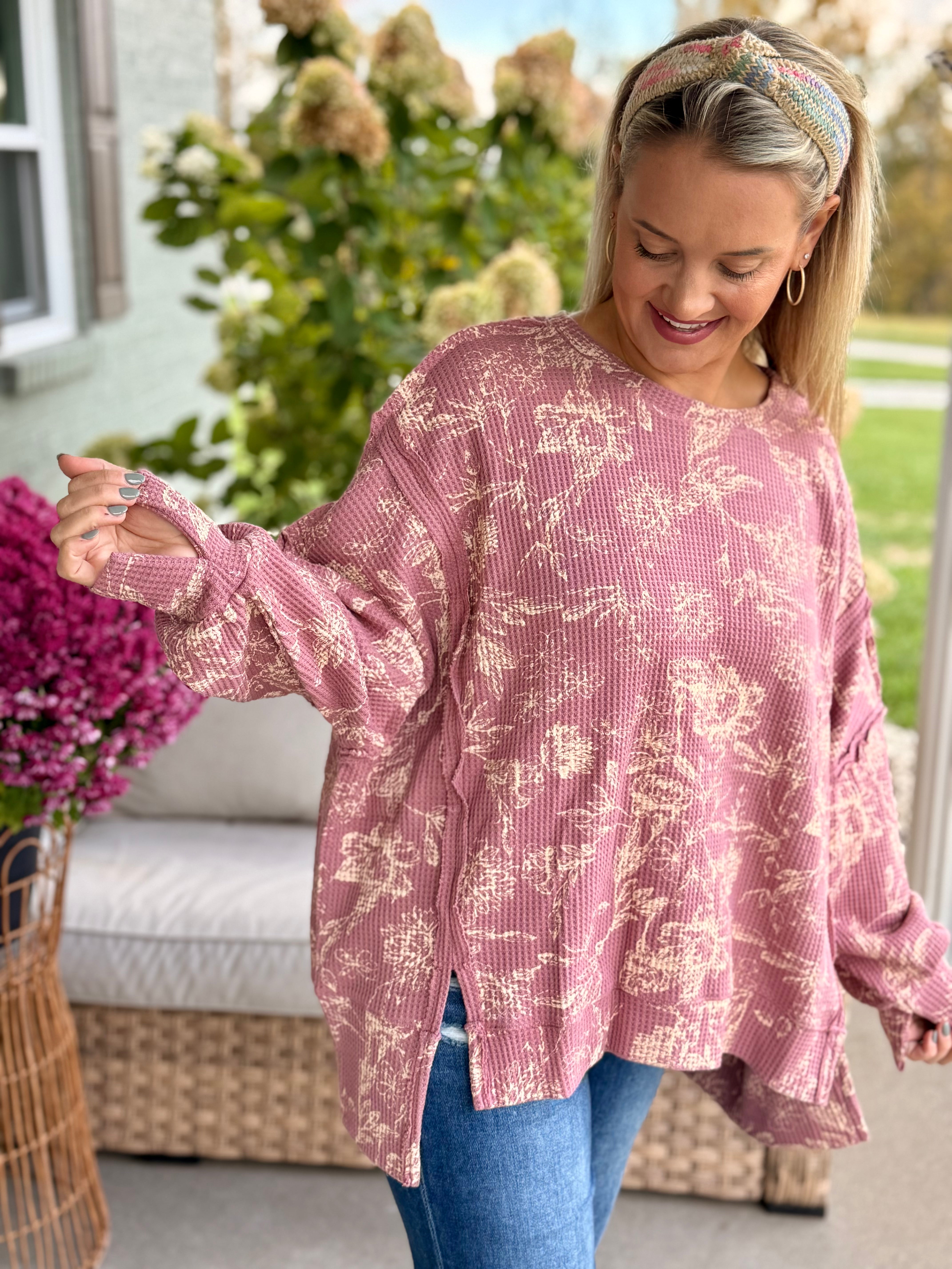 FINAL SALE- Berry Bliss Oversized Pullover-110 Long Sleeve Top-Bibi-The Lovely Closet, Women's Fashion Boutique in Alexandria, KY