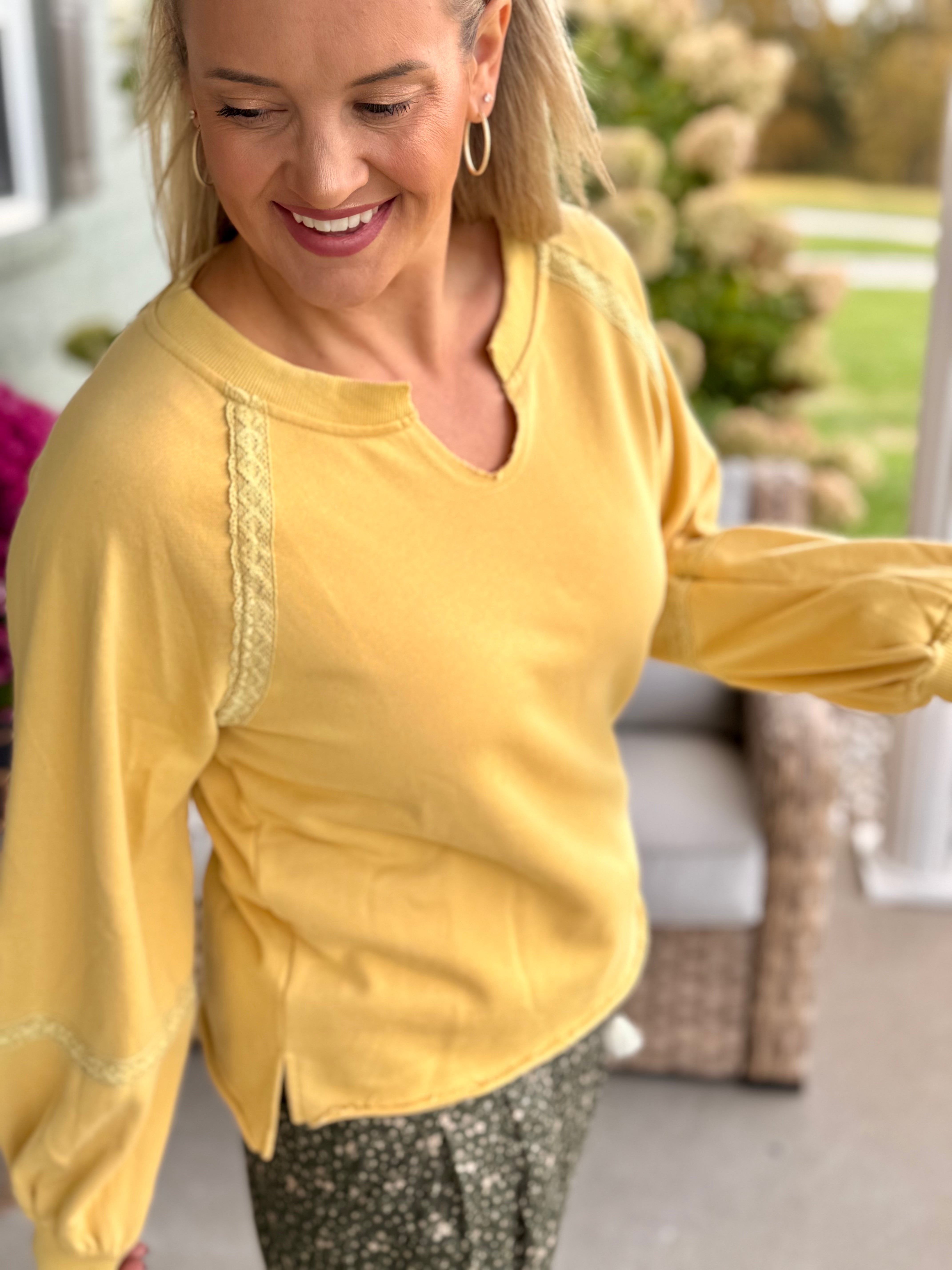 FINAL SALE - Marigold Fields Pullover-150 Sweatshirts-Anniewear-The Lovely Closet, Women's Fashion Boutique in Alexandria, KY