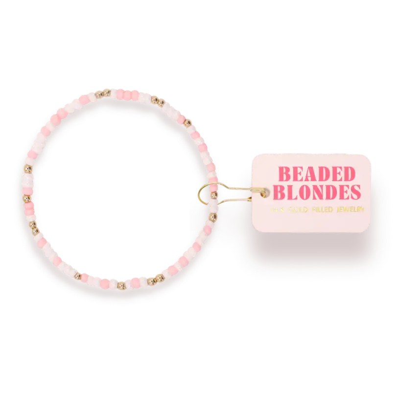 *Pre-Order*Lt Pink & Luster White Sprinkle: Std. 6.75-bracelets-Beaded Blondes-The Lovely Closet, Women's Fashion Boutique in Alexandria, KY