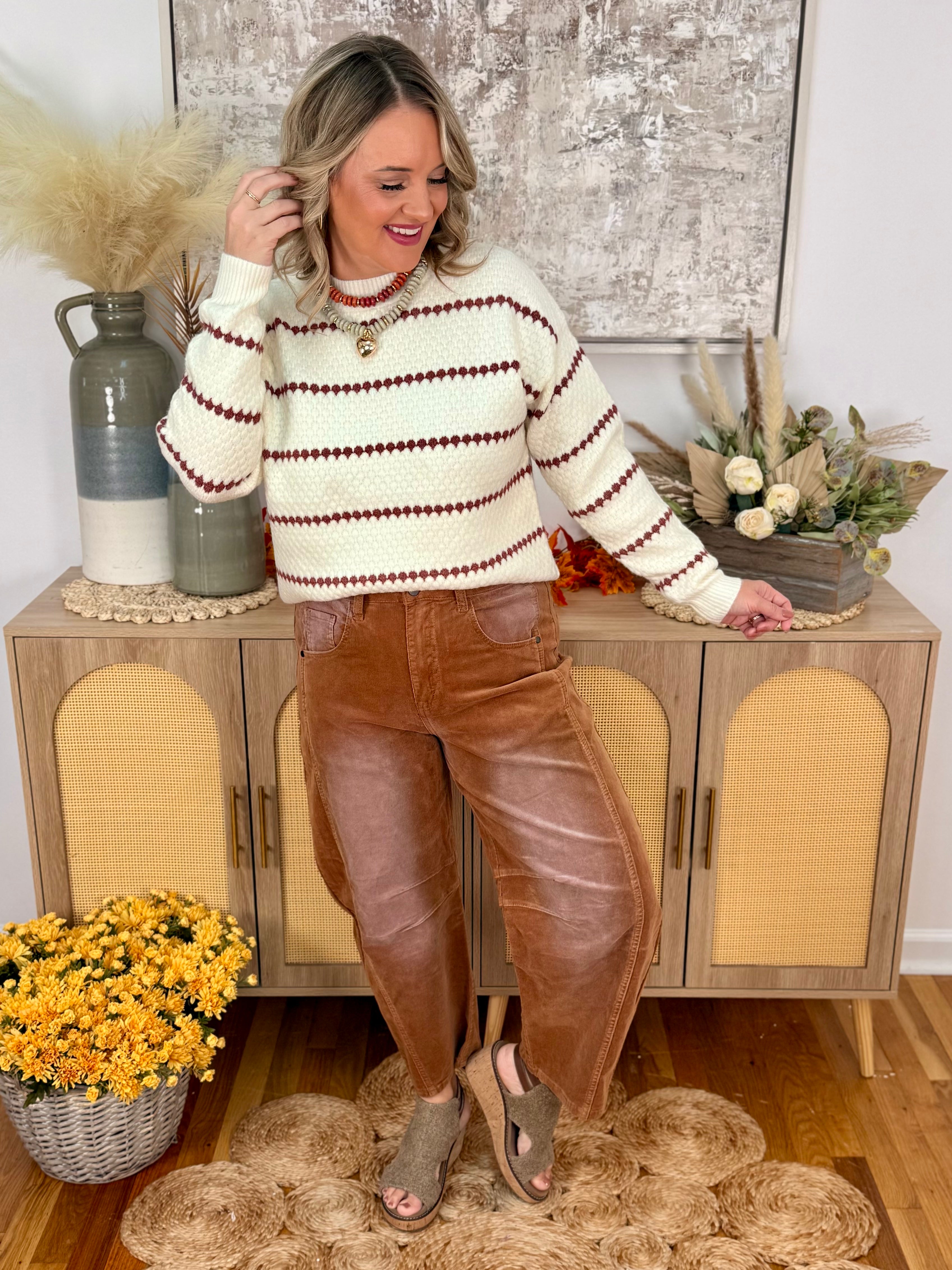 Autumn Favorite Corduroy Barrel Leg Pant-240 Pants-easel-The Lovely Closet, Women's Fashion Boutique in Alexandria, KY