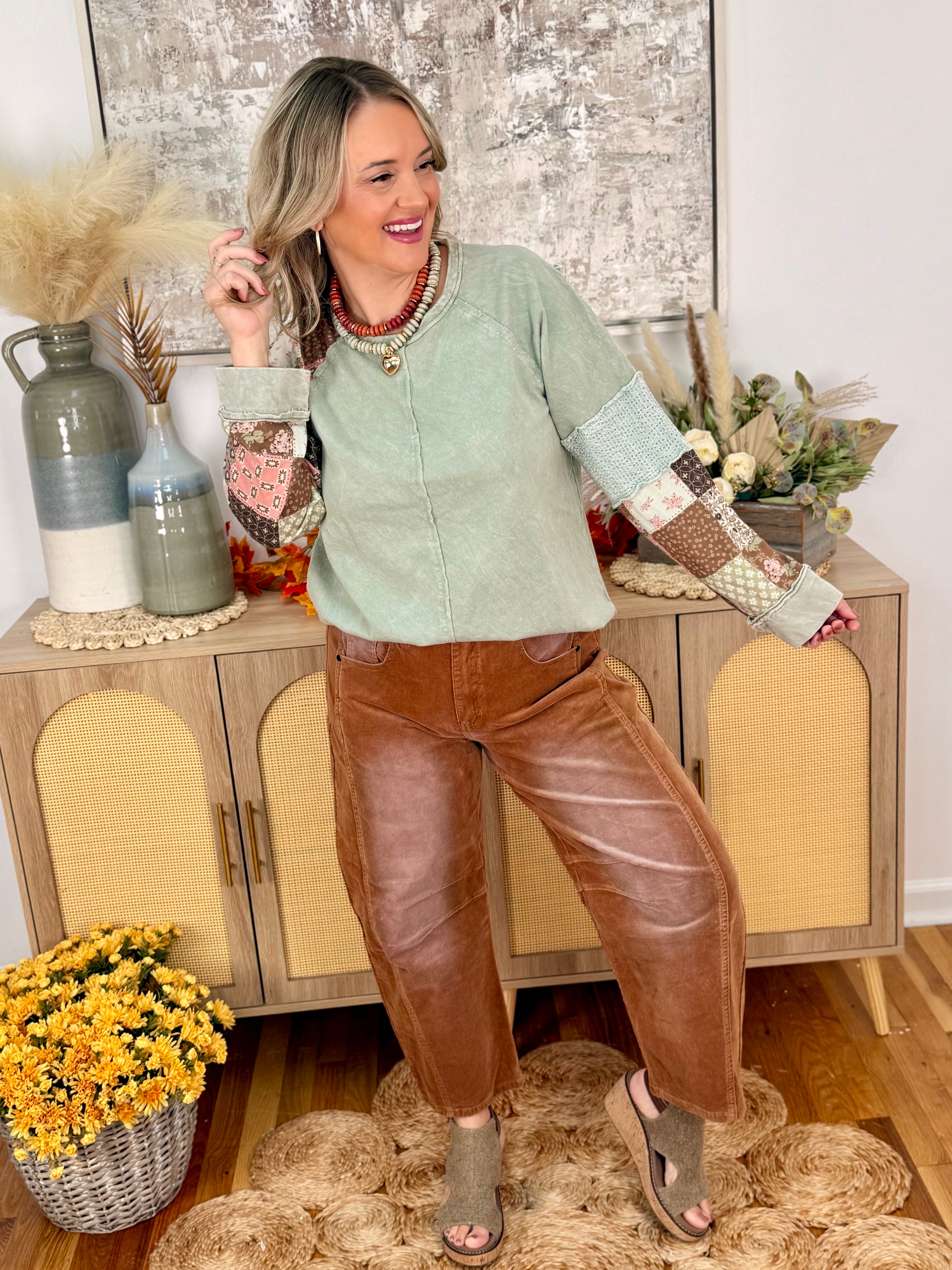 Autumn Favorite Corduroy Barrel Leg Pant-240 Pants-easel-The Lovely Closet, Women's Fashion Boutique in Alexandria, KY