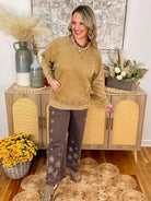Falling Petals Mineral Washed Twill Pant-240 Pants-easel-The Lovely Closet, Women's Fashion Boutique in Alexandria, KY