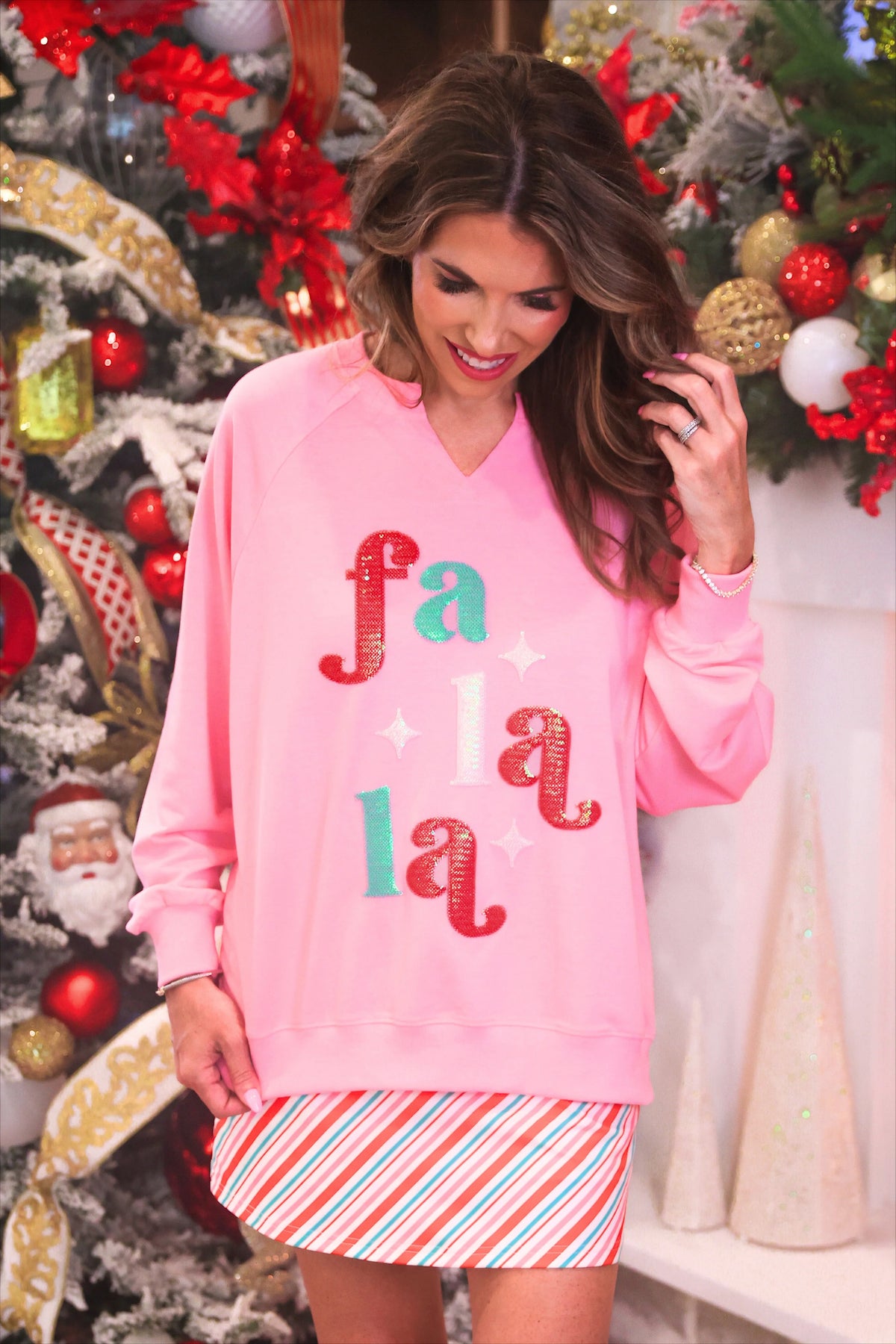 FA LA LA French Terry Pullover-350 Holiday-Jess Lea-The Lovely Closet, Women's Fashion Boutique in Alexandria, KY