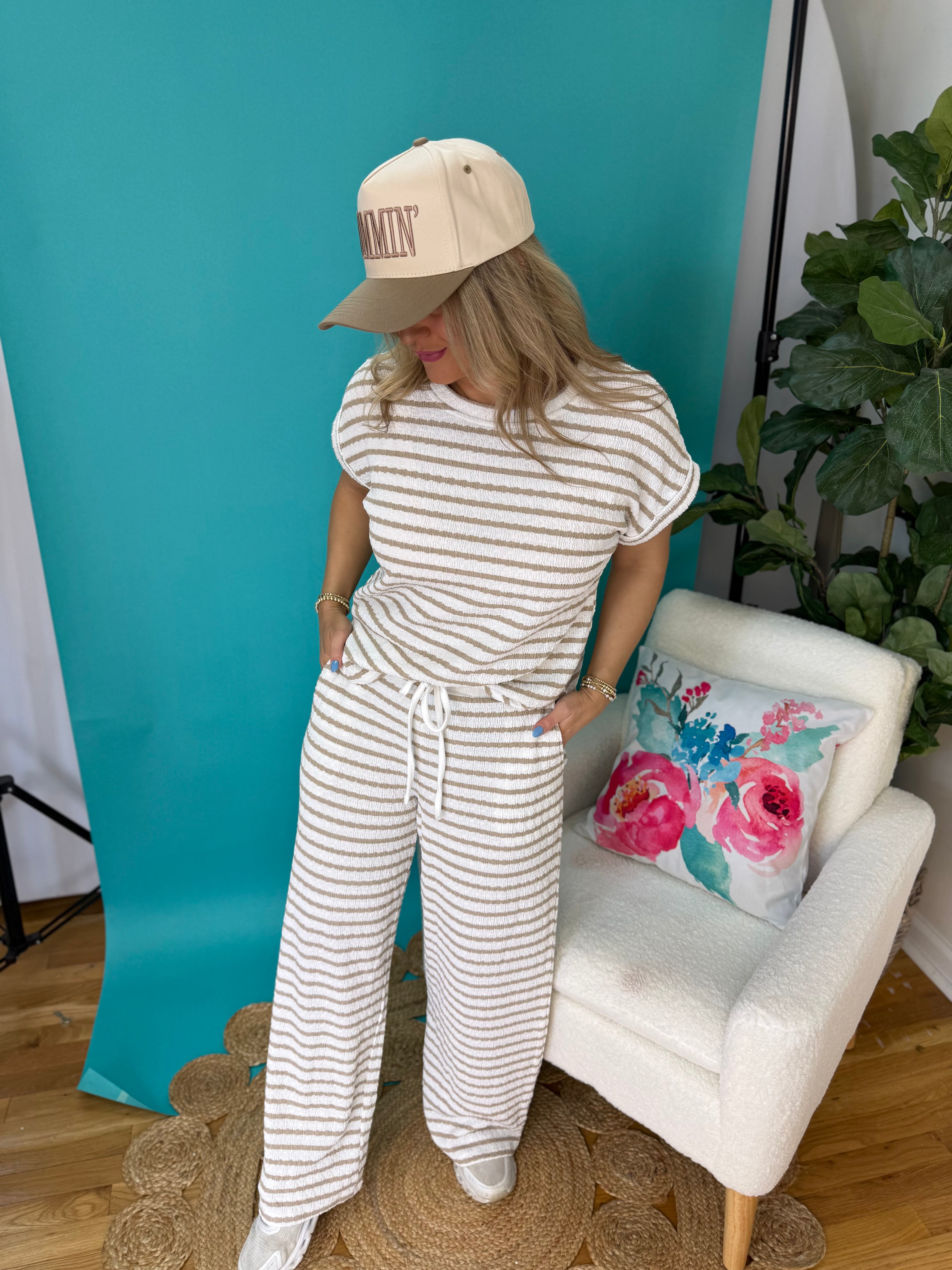 Relax and Repeat Wide Leg Lounge Pants - Taupe-240 Pants-Blu Pepper-The Lovely Closet, Women's Fashion Boutique in Alexandria, KY