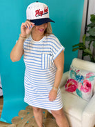 Relax and Repeat Textured T-Shirt Dress - Blue-180 Dresses-Blu Pepper-The Lovely Closet, Women's Fashion Boutique in Alexandria, KY