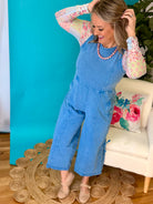 Blue Skies Sleeveless Jumpsuit-190 Rompers/Jumpsuits/Sets-easel-The Lovely Closet, Women's Fashion Boutique in Alexandria, KY