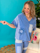 Head in The Clouds Patchwork Top-100 Short Sleeve Tops-J.Her-The Lovely Closet, Women's Fashion Boutique in Alexandria, KY