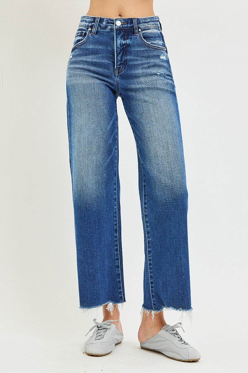 RISEN High Rise Ankle Wide Leg - Dark-210 Jeans-Risen-The Lovely Closet, Women's Fashion Boutique in Alexandria, KY