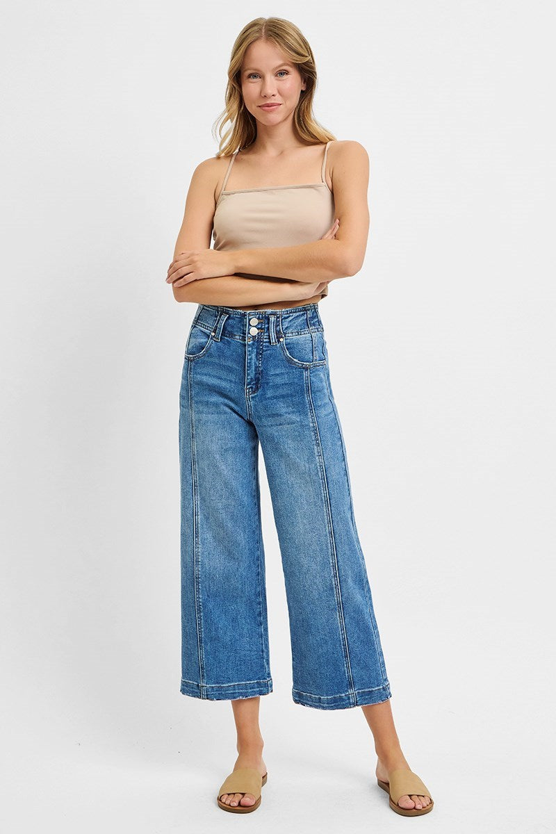 RISEN High Rise Crop Wide Front Seam Jeans-210 Jeans-Risen-The Lovely Closet, Women's Fashion Boutique in Alexandria, KY