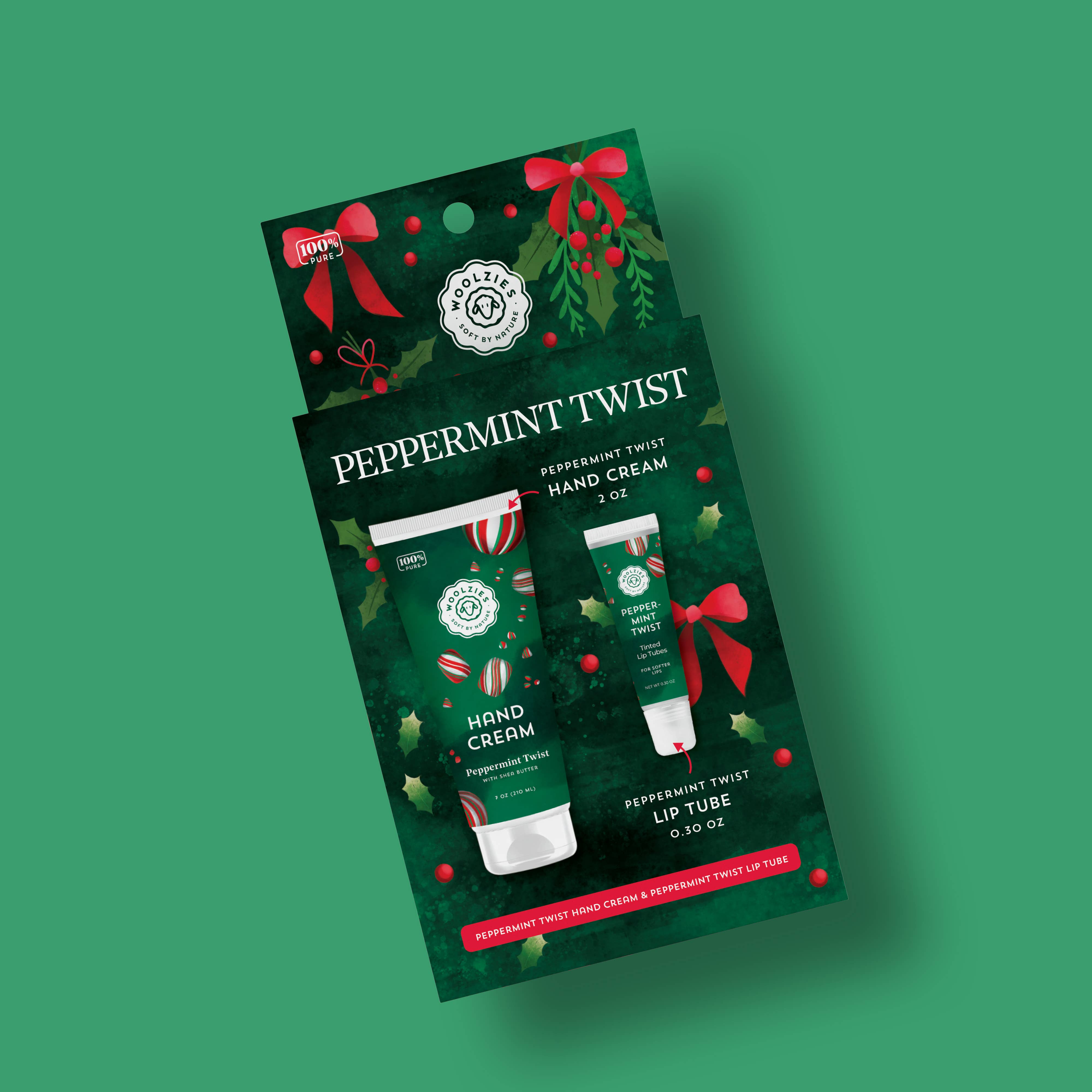 Peppermint Twist Hand Cream & Lip Mask Duo – Holiday Set-350 Holiday-Woolzies-The Lovely Closet, Women's Fashion Boutique in Alexandria, KY