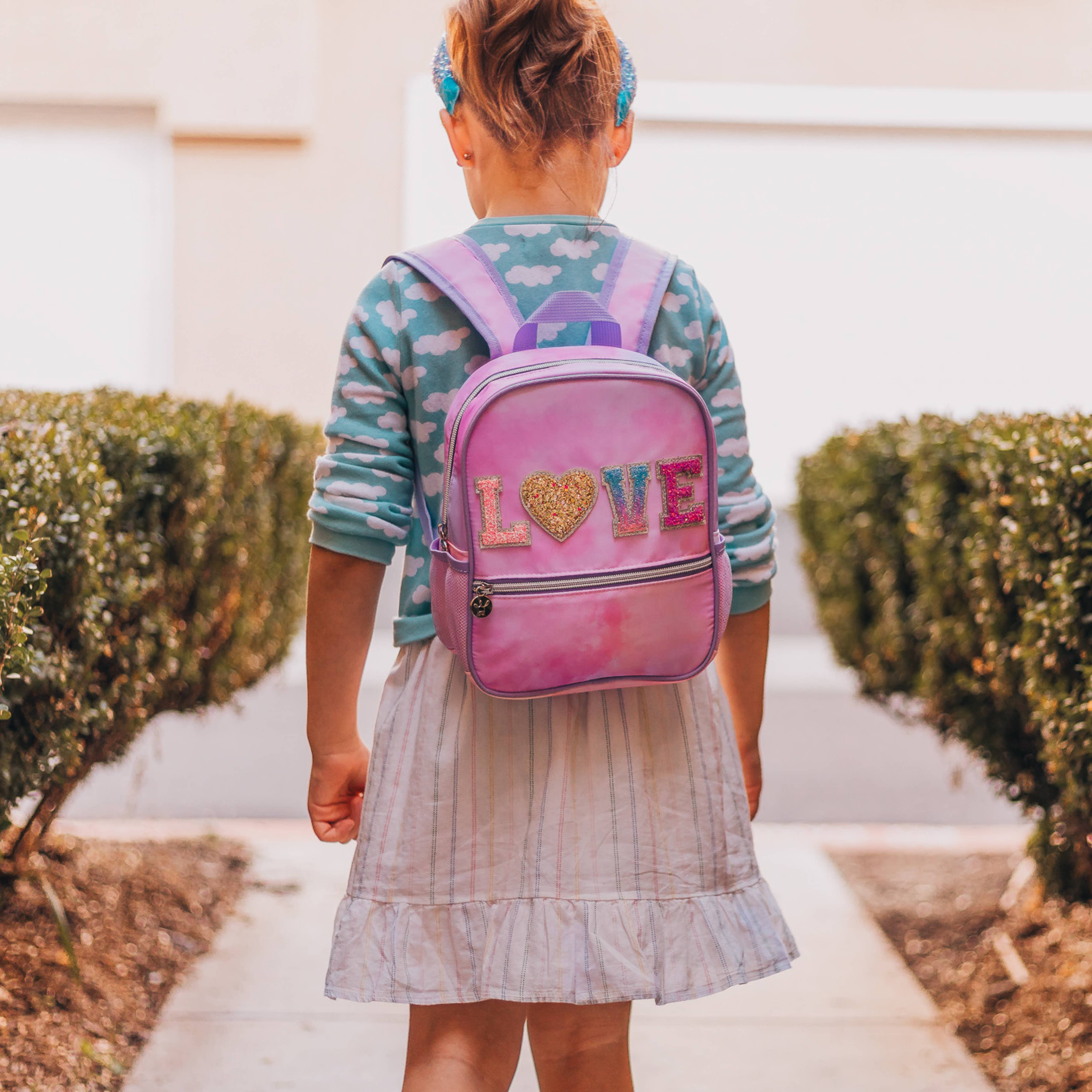 Girls Tie Dye Backpack with Glitter Varsity Letters-360 Carolines Closet-Frog Sac-The Lovely Closet, Women's Fashion Boutique in Alexandria, KY