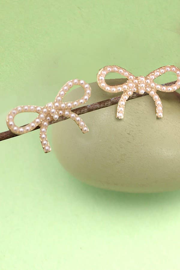 Pearl Bow Stud Earring-250 Jewelry-JOSSLYN by wall to wall-The Lovely Closet, Women's Fashion Boutique in Alexandria, KY