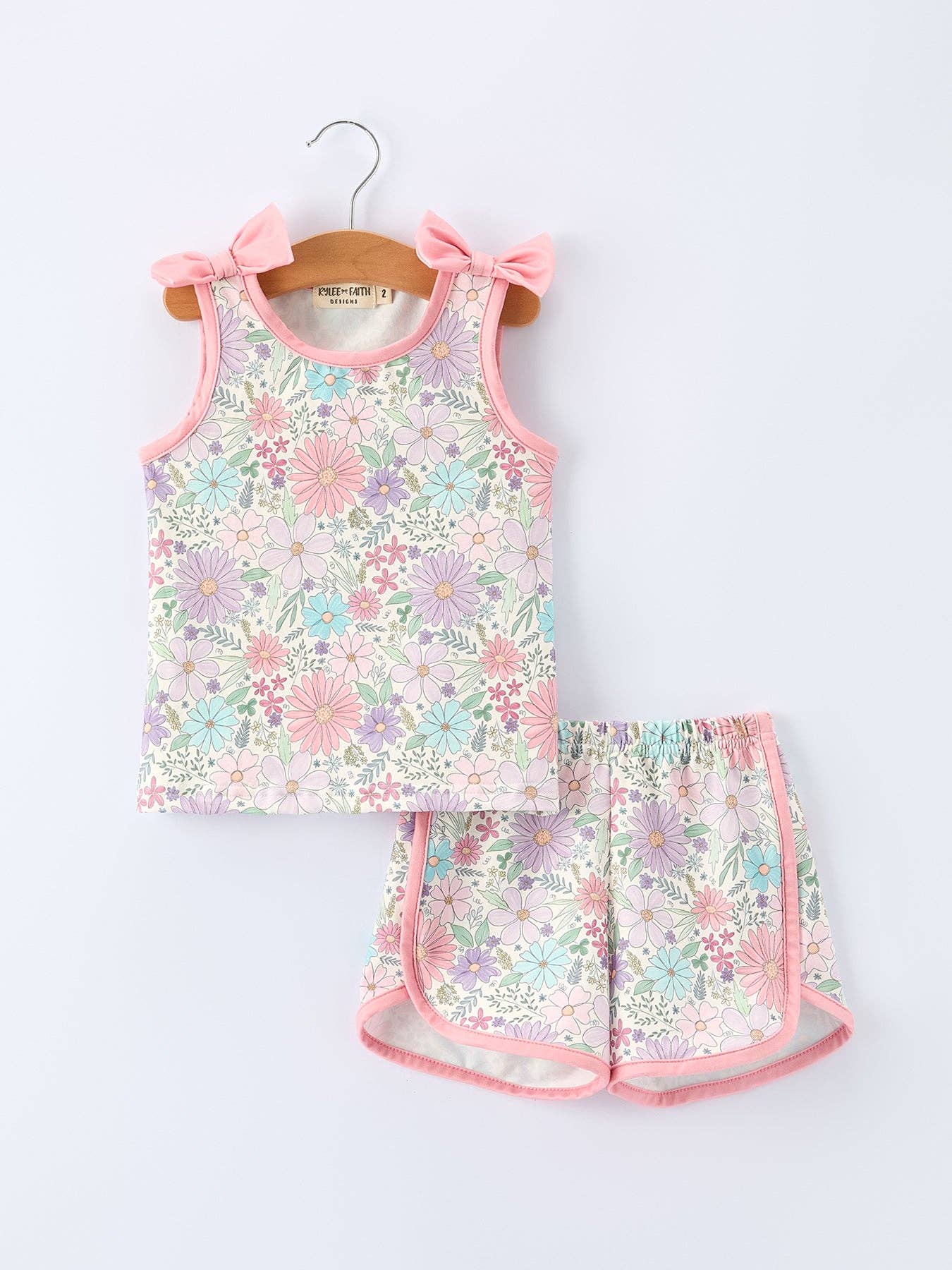 Girls Pink Floral Sleeveless Top/Shorts Set-360 Carolines Closet-Rylee Faith Designs-The Lovely Closet, Women's Fashion Boutique in Alexandria, KY
