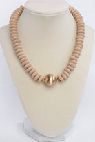Wood Saucer Bead Necklace - Gold-250 Jewelry-PennyLine inc-The Lovely Closet, Women's Fashion Boutique in Alexandria, KY