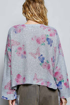 Butterfly Print Sequin Flower Knit Sweater-110 Long Sleeve Top-Pol Clothing-The Lovely Closet, Women's Fashion Boutique in Alexandria, KY
