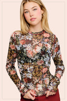 Sheer Long Sleeve Mesh Layering Top - Hazelnut-110 Long Sleeve Top-La Miel-The Lovely Closet, Women's Fashion Boutique in Alexandria, KY