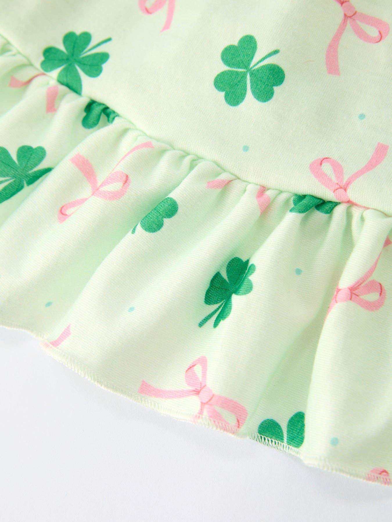 St. Patrick's Day Bow Shamrock Print Ruffles Girls Dress-360 Carolines Closet-Rylee Faith Designs-The Lovely Closet, Women's Fashion Boutique in Alexandria, KY