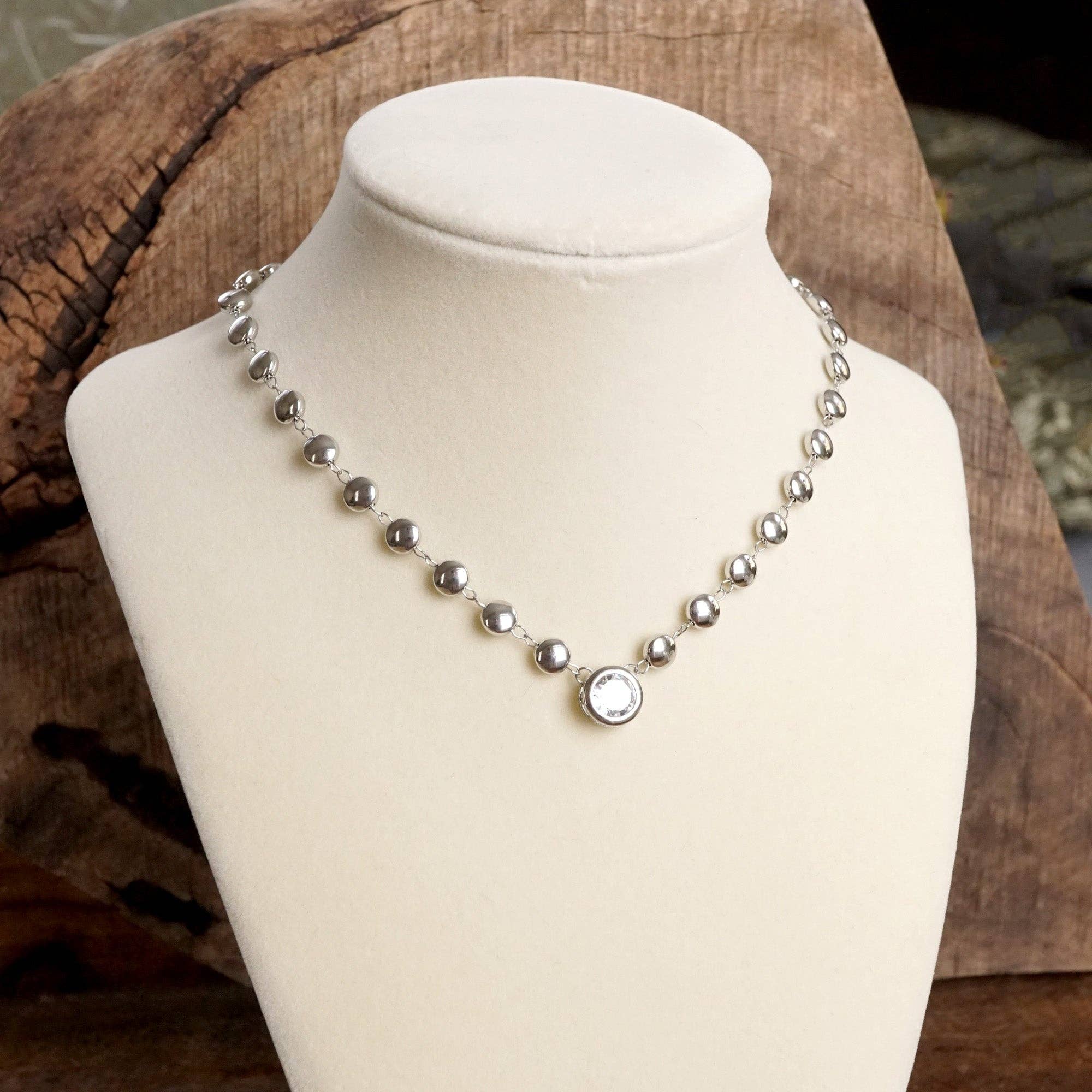 Crystal Pendant Necklace - Silver-250 Jewelry-PennyLine inc-The Lovely Closet, Women's Fashion Boutique in Alexandria, KY