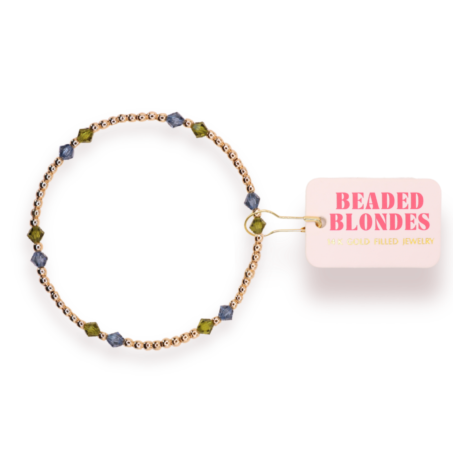 Charlotte Bracelet in Denim and Olive: Standard 6.75 inch-280 Accessories-Beaded Blondes-The Lovely Closet, Women's Fashion Boutique in Alexandria, KY