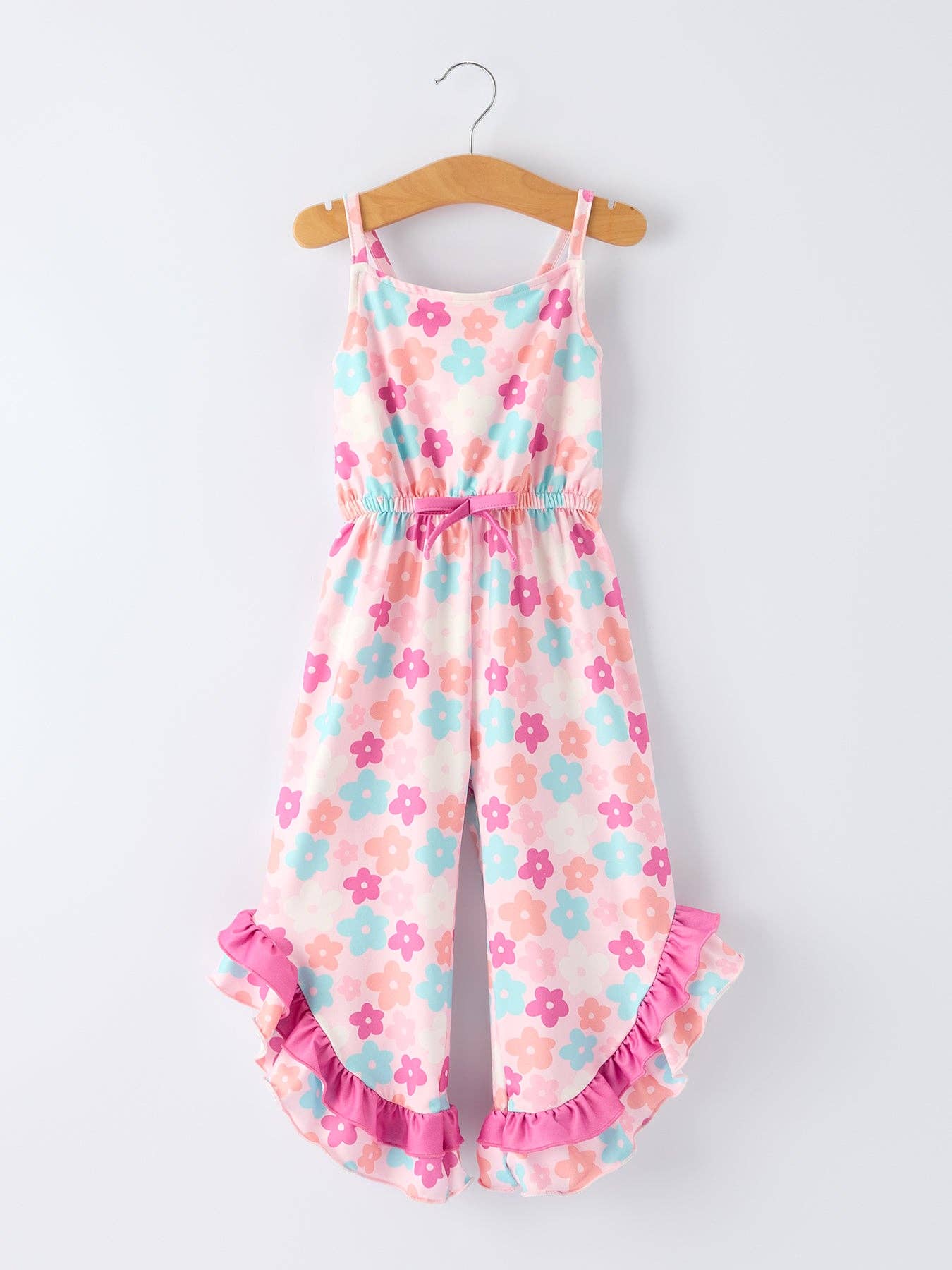 Colorful Floral Ruffle Flared Jumpsuit-360 Carolines Closet-Rylee Faith Designs-The Lovely Closet, Women's Fashion Boutique in Alexandria, KY