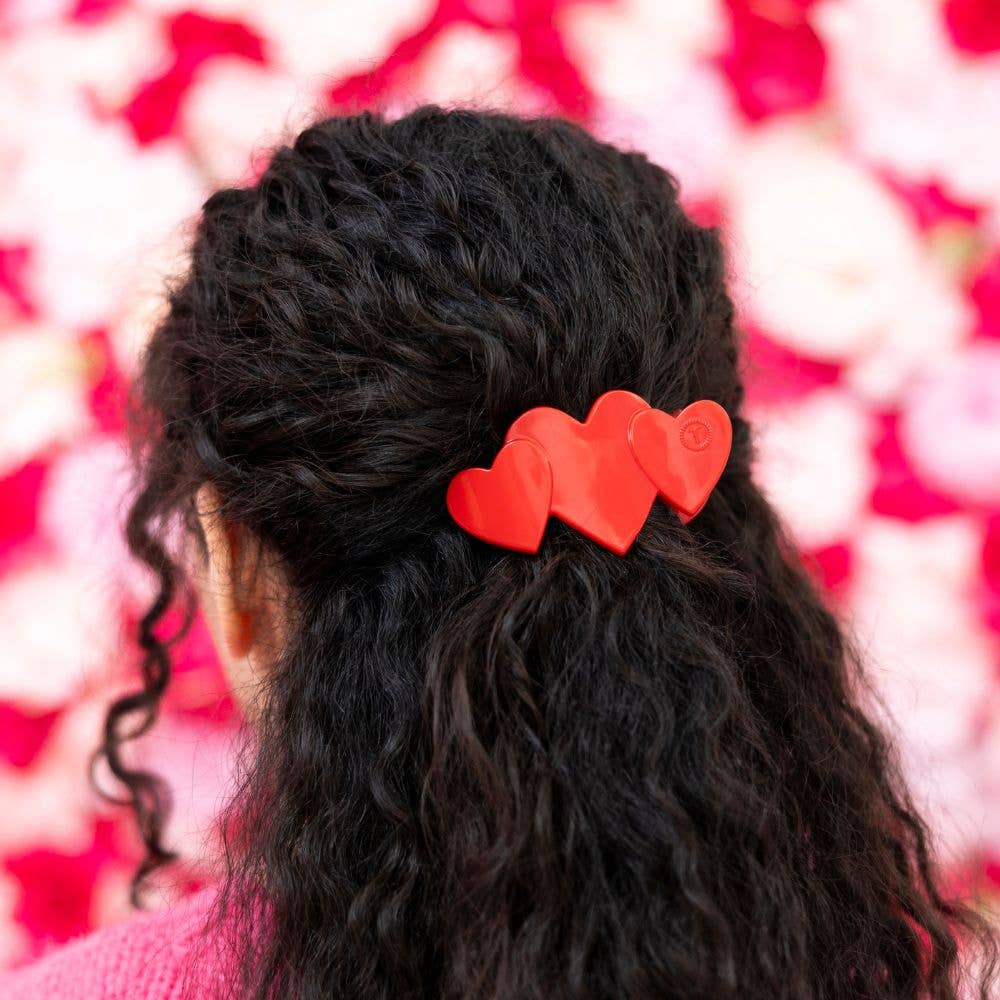 Flat Hair Clip | Small | Red Heart to Heart-300 Headwear-TELETIES-The Lovely Closet, Women's Fashion Boutique in Alexandria, KY