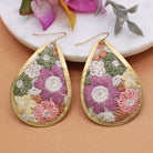 Olive & Pink Floral Fabric Embroidered Earrings-280 Accessories-ZAD-The Lovely Closet, Women's Fashion Boutique in Alexandria, KY
