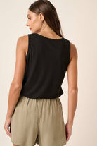 RIB KNIT V-NECK TANK TOP - Black-120 Sleeveless Tops-mittoshop-The Lovely Closet, Women's Fashion Boutique in Alexandria, KY