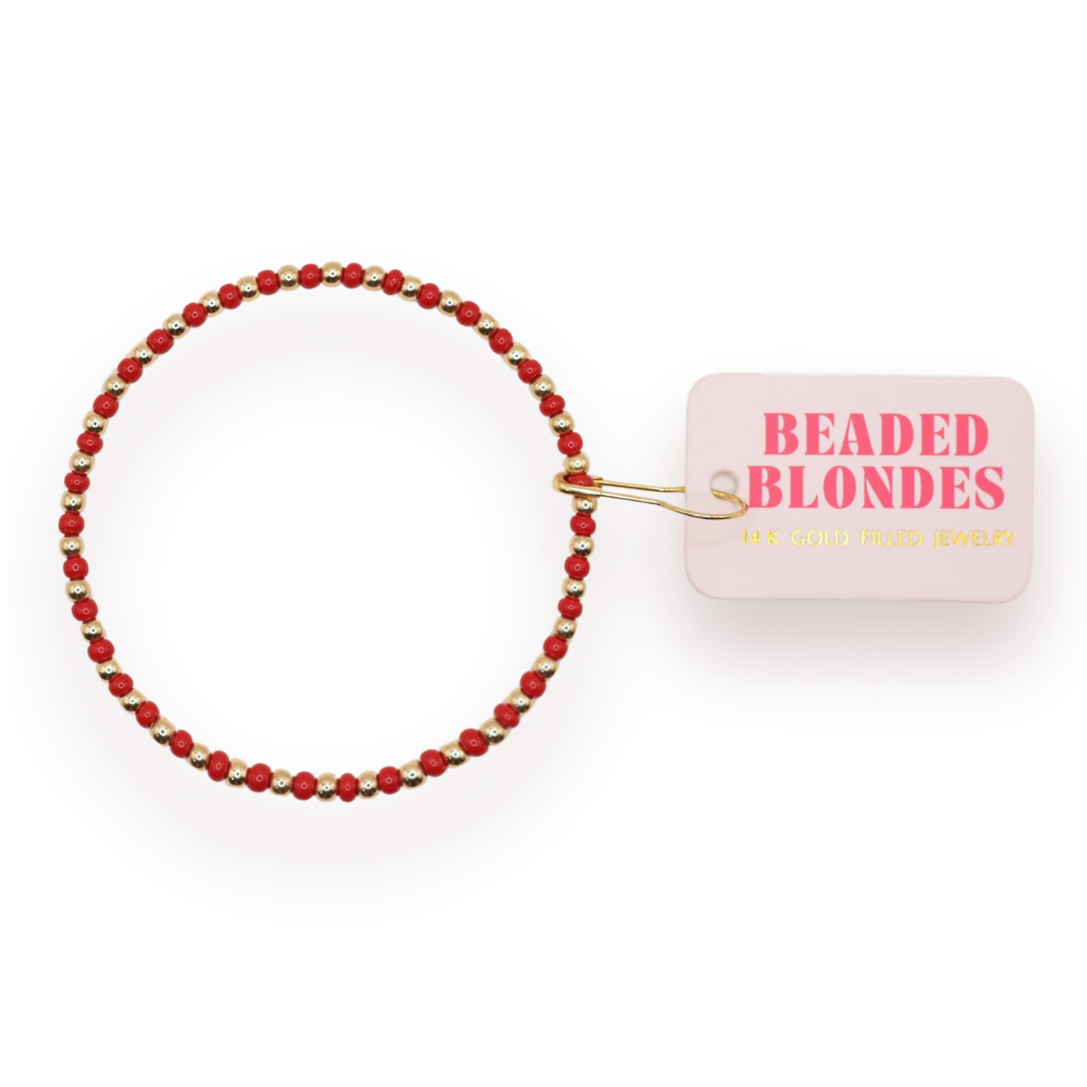 Crimson Red Demi Bracelet: Gold / Extended 7.25 inch-bracelet-Beaded Blondes-The Lovely Closet, Women's Fashion Boutique in Alexandria, KY
