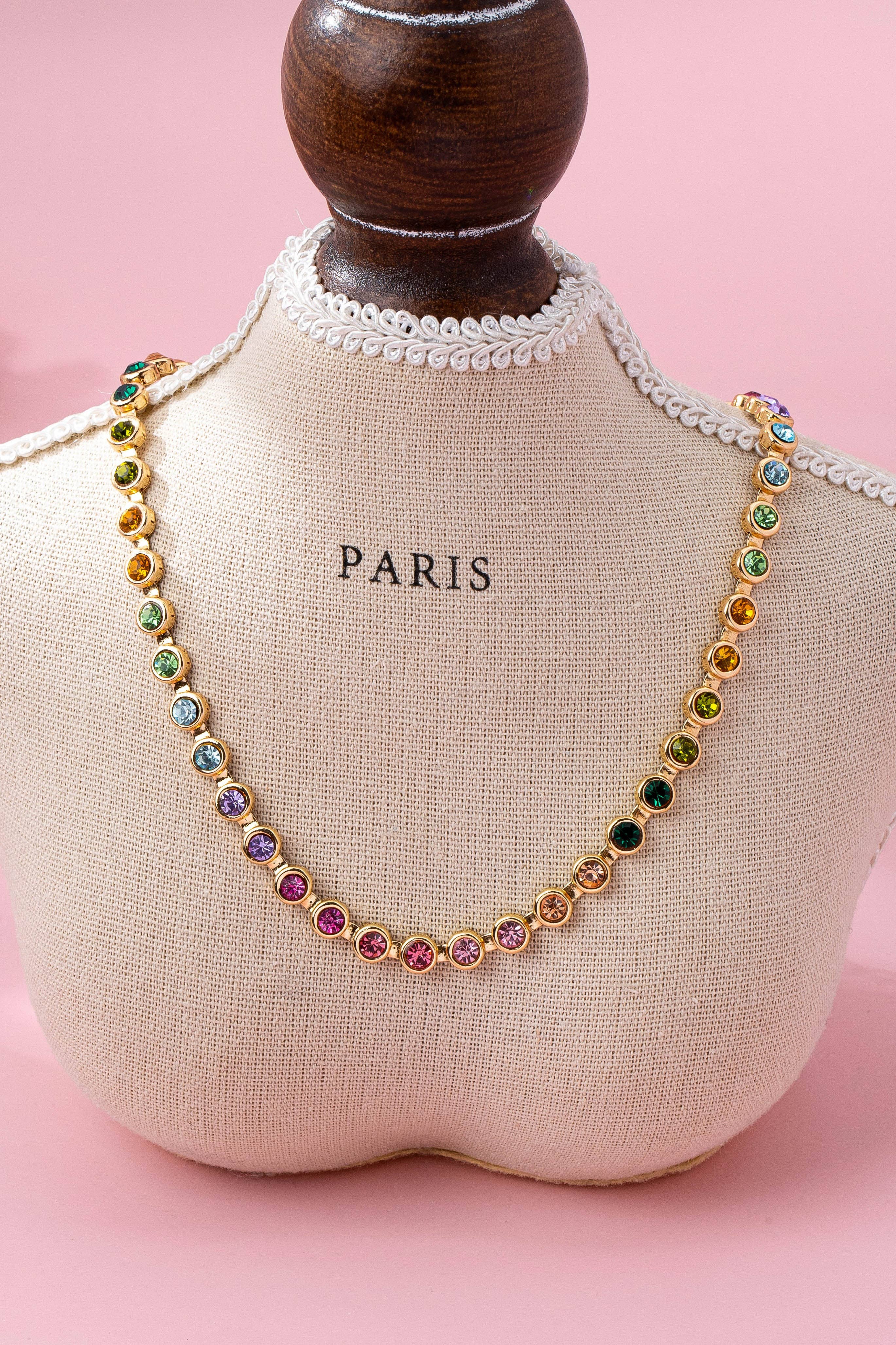 Gemstone Tennis Necklace-280 Accessories-JOSSLYN by wall to wall-The Lovely Closet, Women's Fashion Boutique in Alexandria, KY