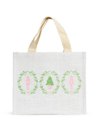 Nutcracker Trellis Gift Tote - White/Pink/Green-Tote Bags-The Royal Standard-The Lovely Closet, Women's Fashion Boutique in Alexandria, KY