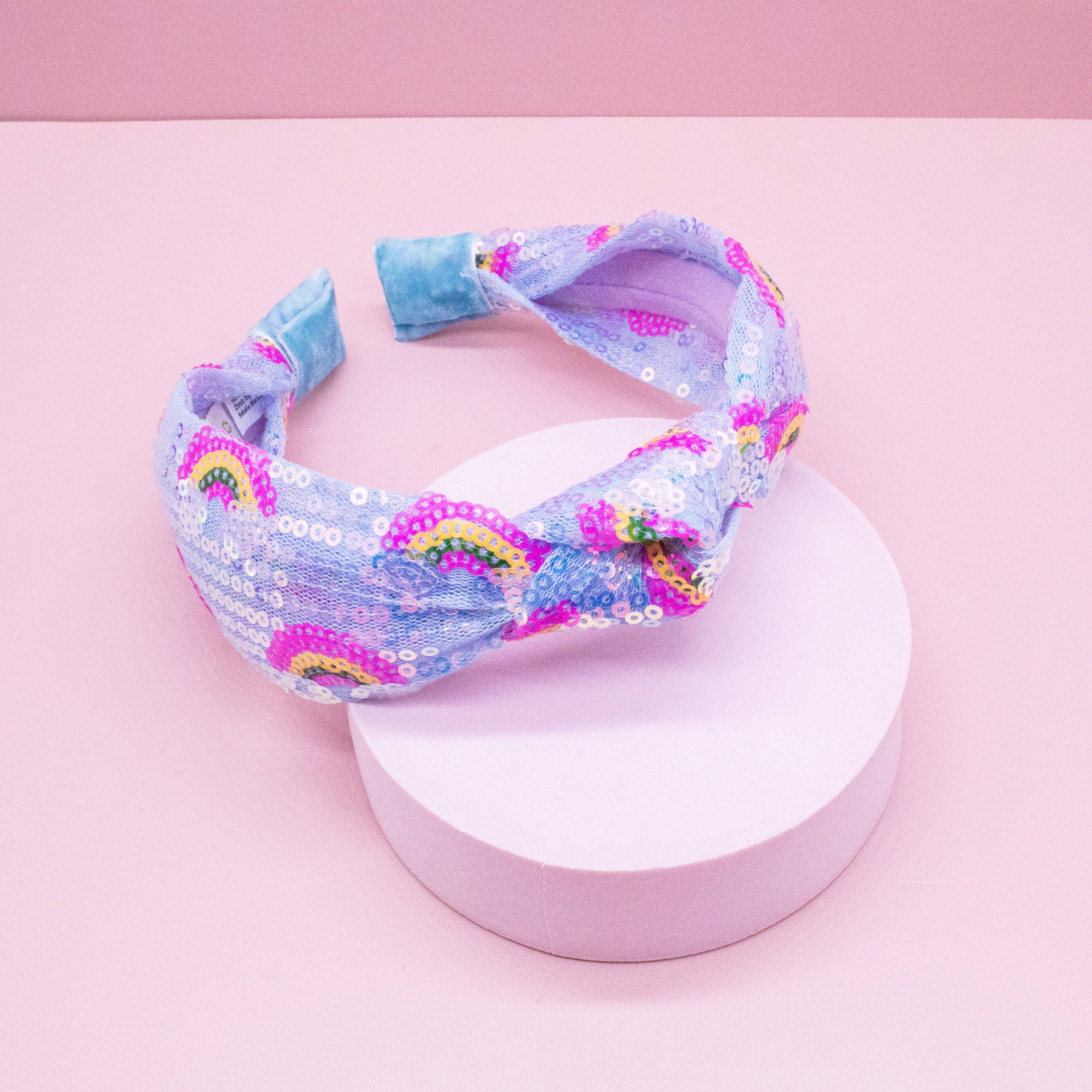 Kids Sequin Knot Headband - Rainbow: Pink-360 Carolines Closet-Frog Sac-The Lovely Closet, Women's Fashion Boutique in Alexandria, KY