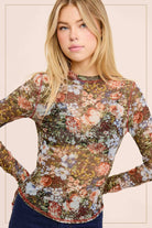 Sheer Long Sleeve Mesh Layering Top - Hazelnut-110 Long Sleeve Top-La Miel-The Lovely Closet, Women's Fashion Boutique in Alexandria, KY