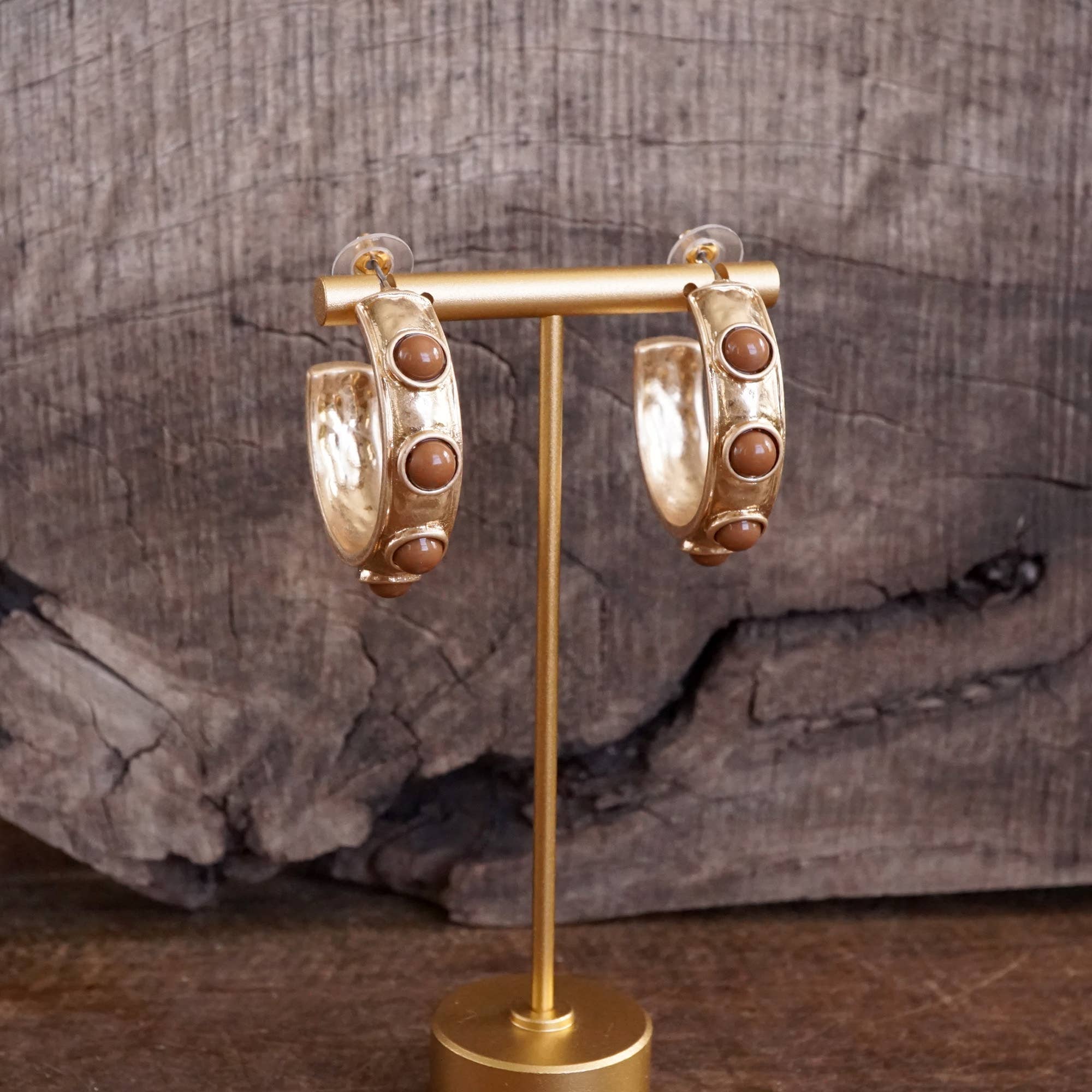 Jeweled Bubble Hoop Earrings – Brown-250 Jewelry-PennyLine inc-The Lovely Closet, Women's Fashion Boutique in Alexandria, KY
